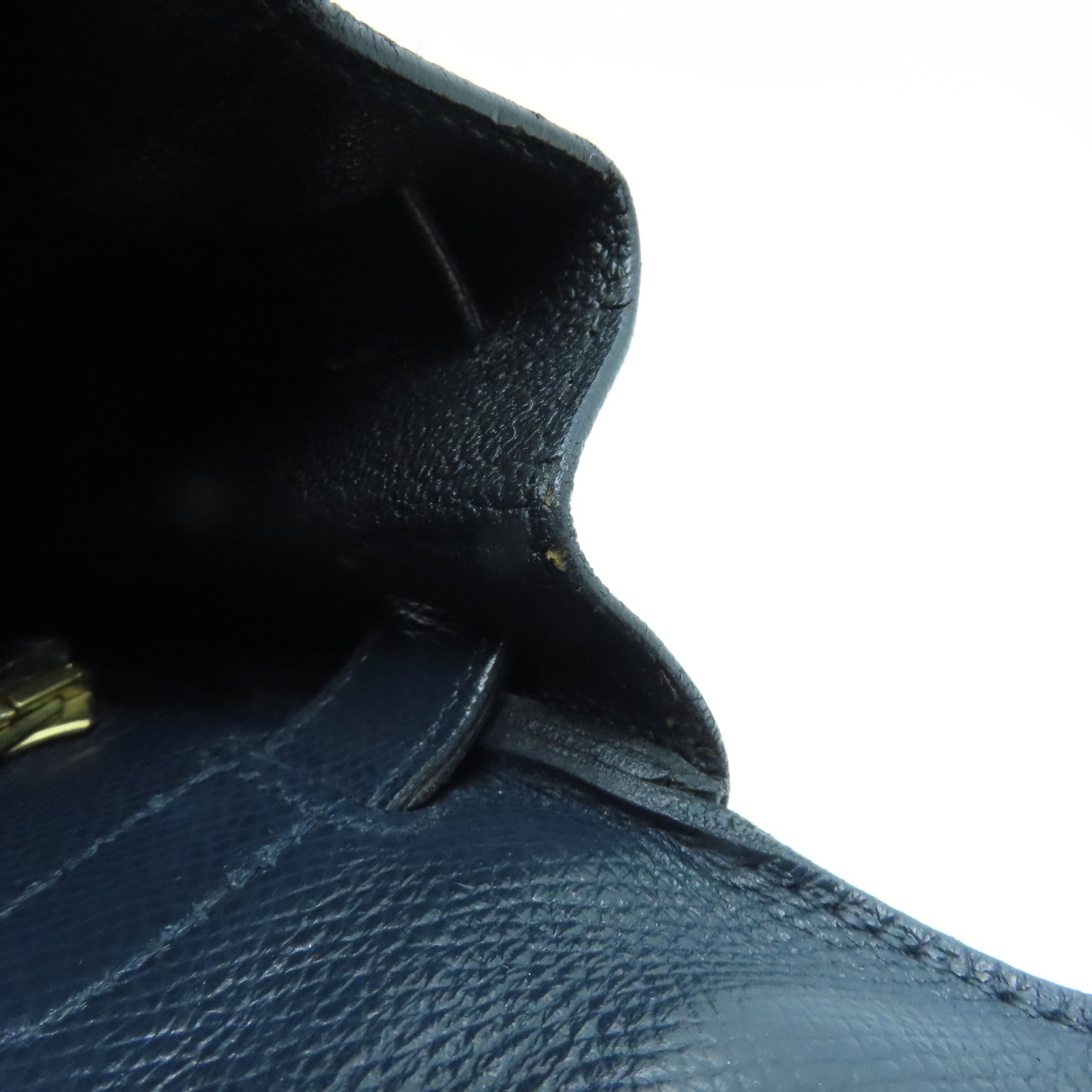 HERMES Epsom皮革Kelly 28金扣手挽袋藍色