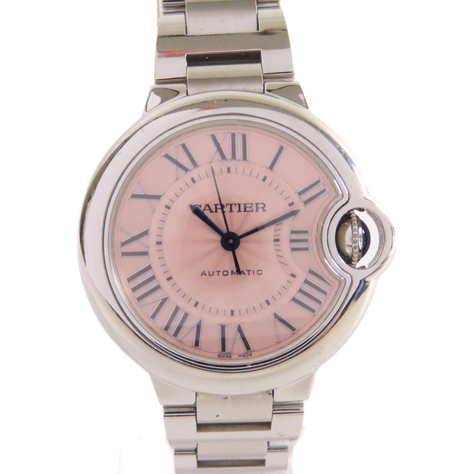 CARTIER Ballon Bleu de Cartier Watch不鏽鋼自動機芯手錶粉紅色/銀色