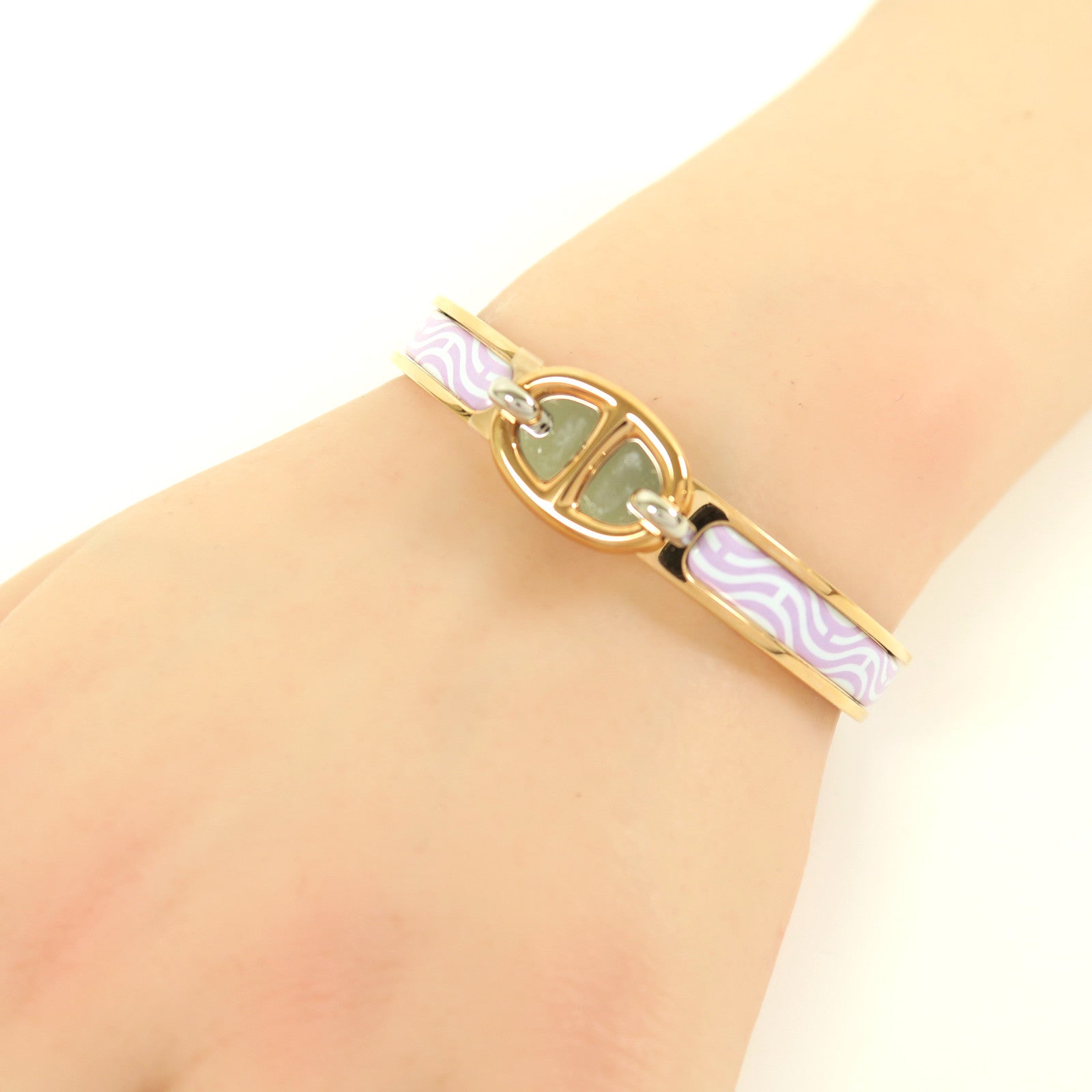 HERMES 金屬Mini Clic Chaine D'Ancre手鐲玫瑰金色