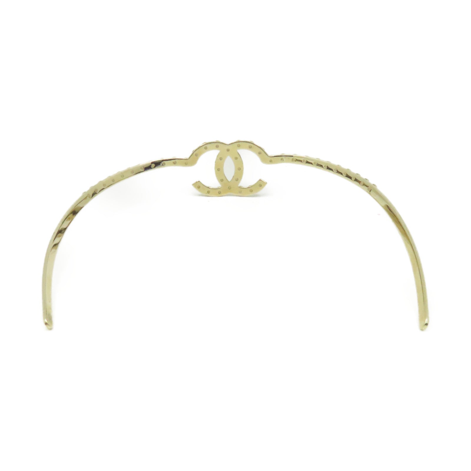 CHANEL 金屬/仿珍珠Hair Band髮箍金色/珍珠色