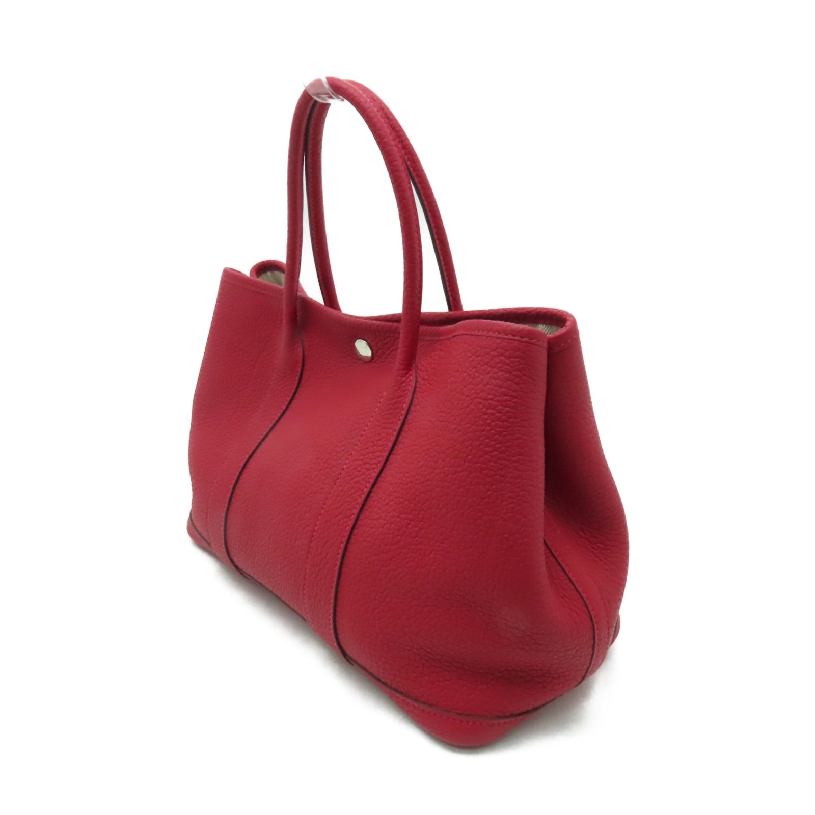 HERMES Negonda皮革Garden Party TPM銀扣手挽袋Rouge Casaque紅色