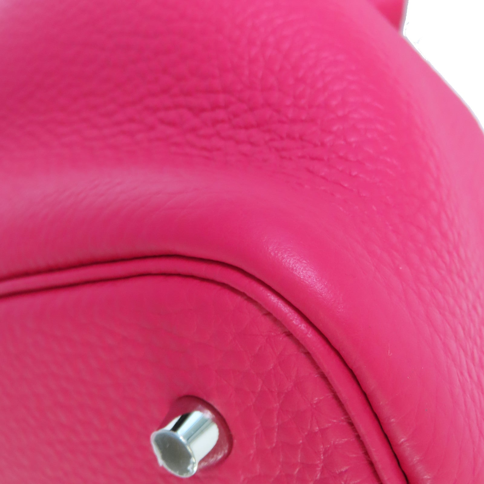 HERMES Clemence皮革Picotin MM Tote Bag銀扣手挽袋Framboise覆盆子粉紅色