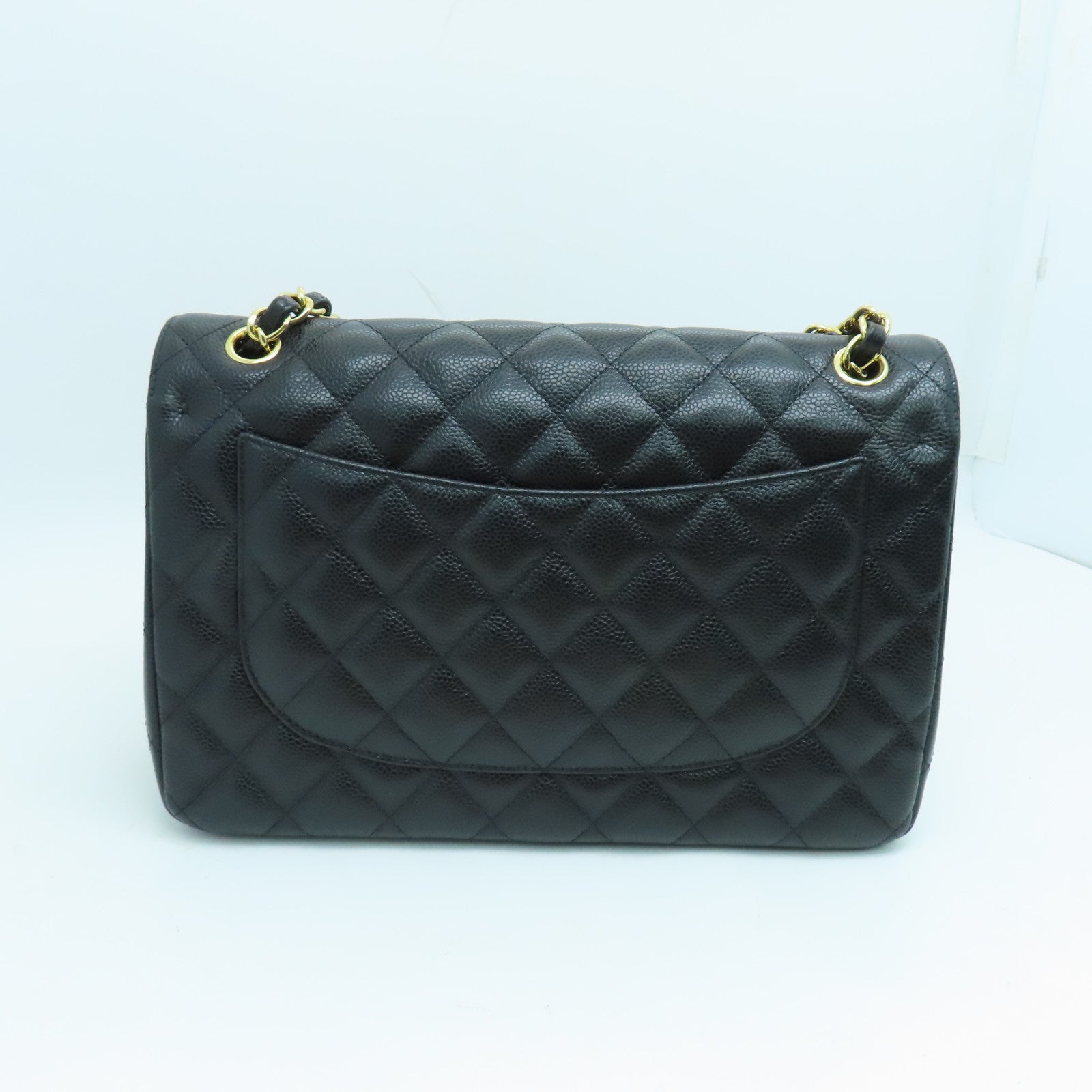 CHANEL 菱格牛皮皮革Jumbo Shoulder Bag金扣鏈帶肩背袋黑色