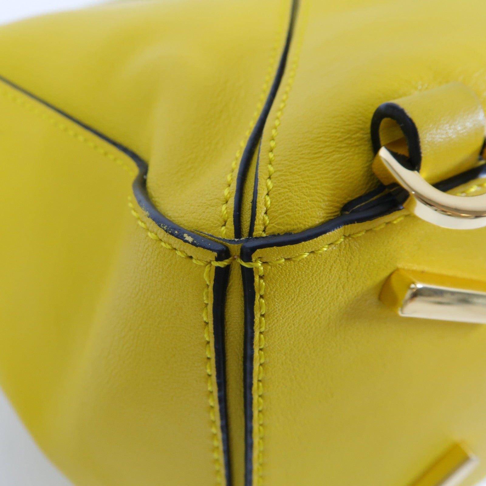 LOEWE 牛皮皮革Puzzle金扣手挽肩背兩用袋黃色