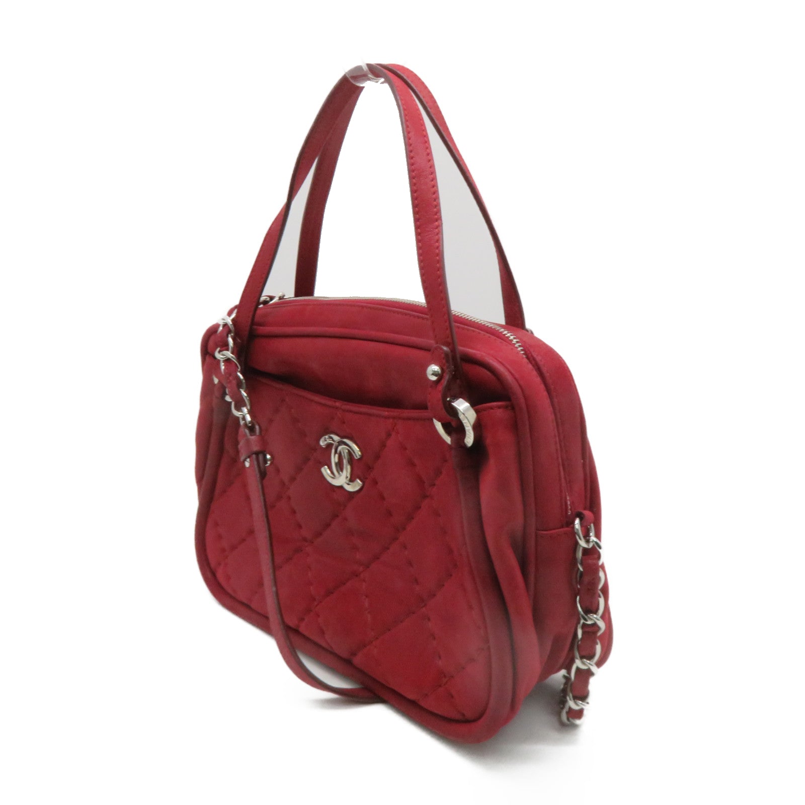 CHANEL 菱格牛皮皮革Shoulder Bag手挽肩背兩用袋紅色