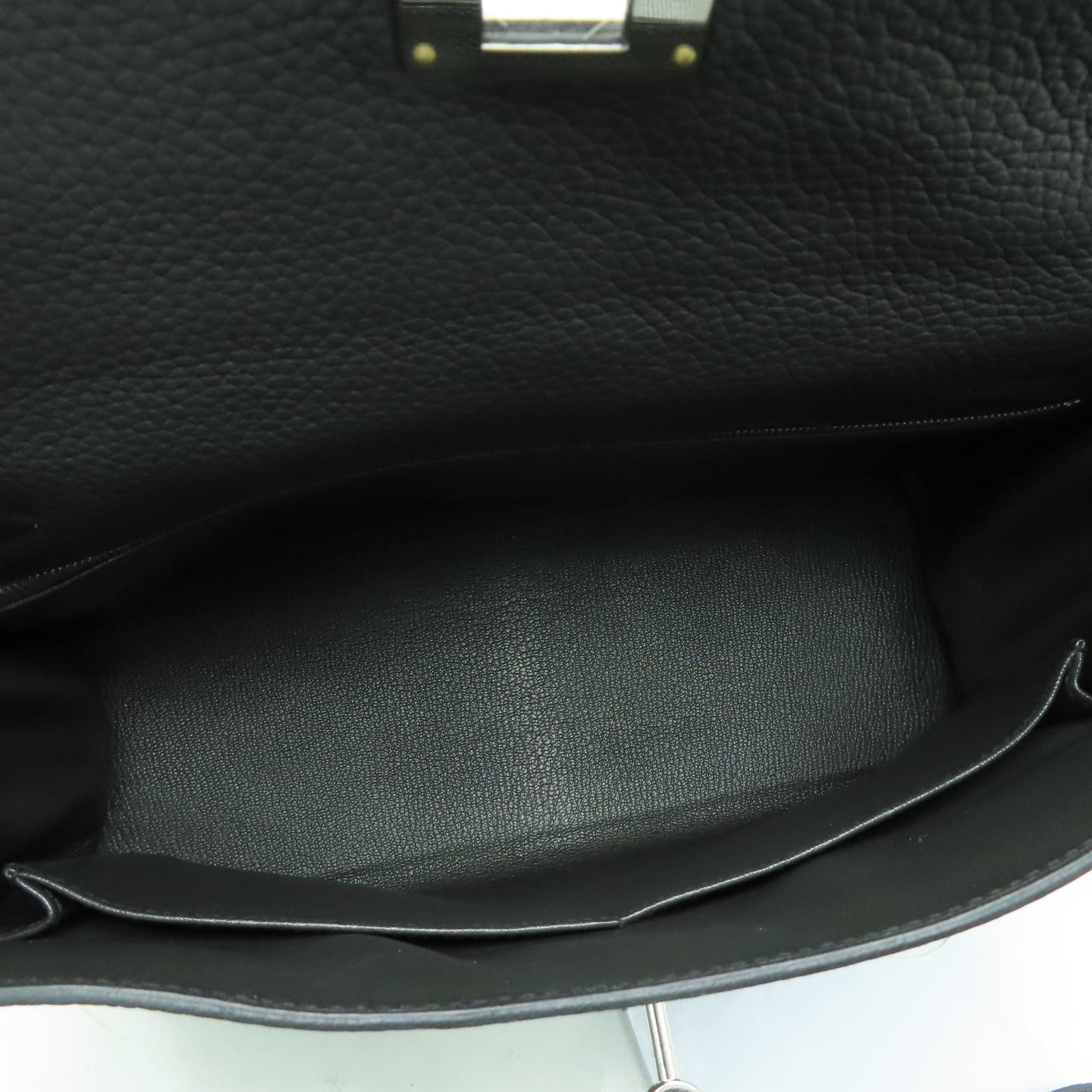 HERMES Clemence皮革Kelly 32銀扣手挽肩背兩用袋深鉛筆灰色