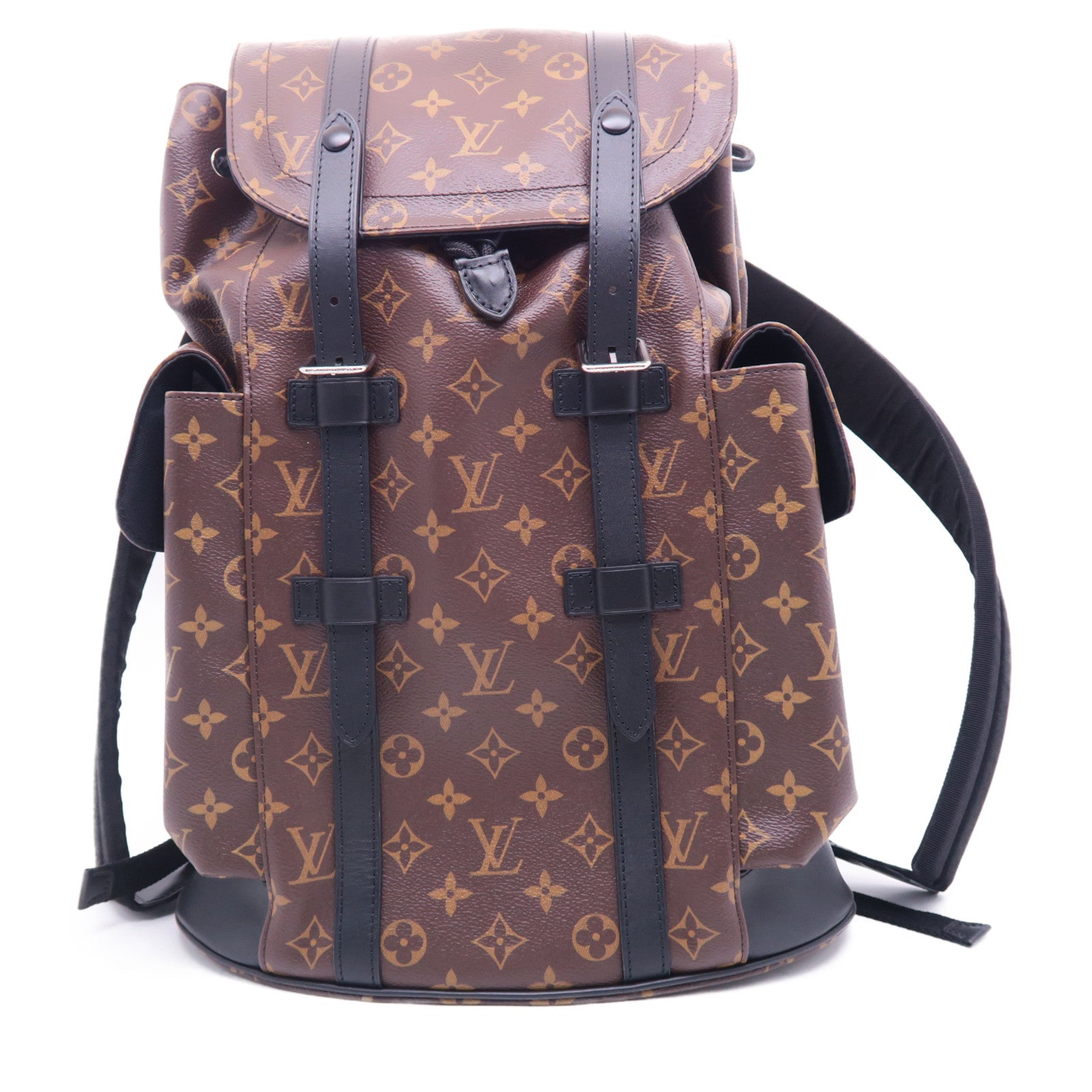 LOUIS VUITTON Monogram Christopher PM銀扣背包啡色