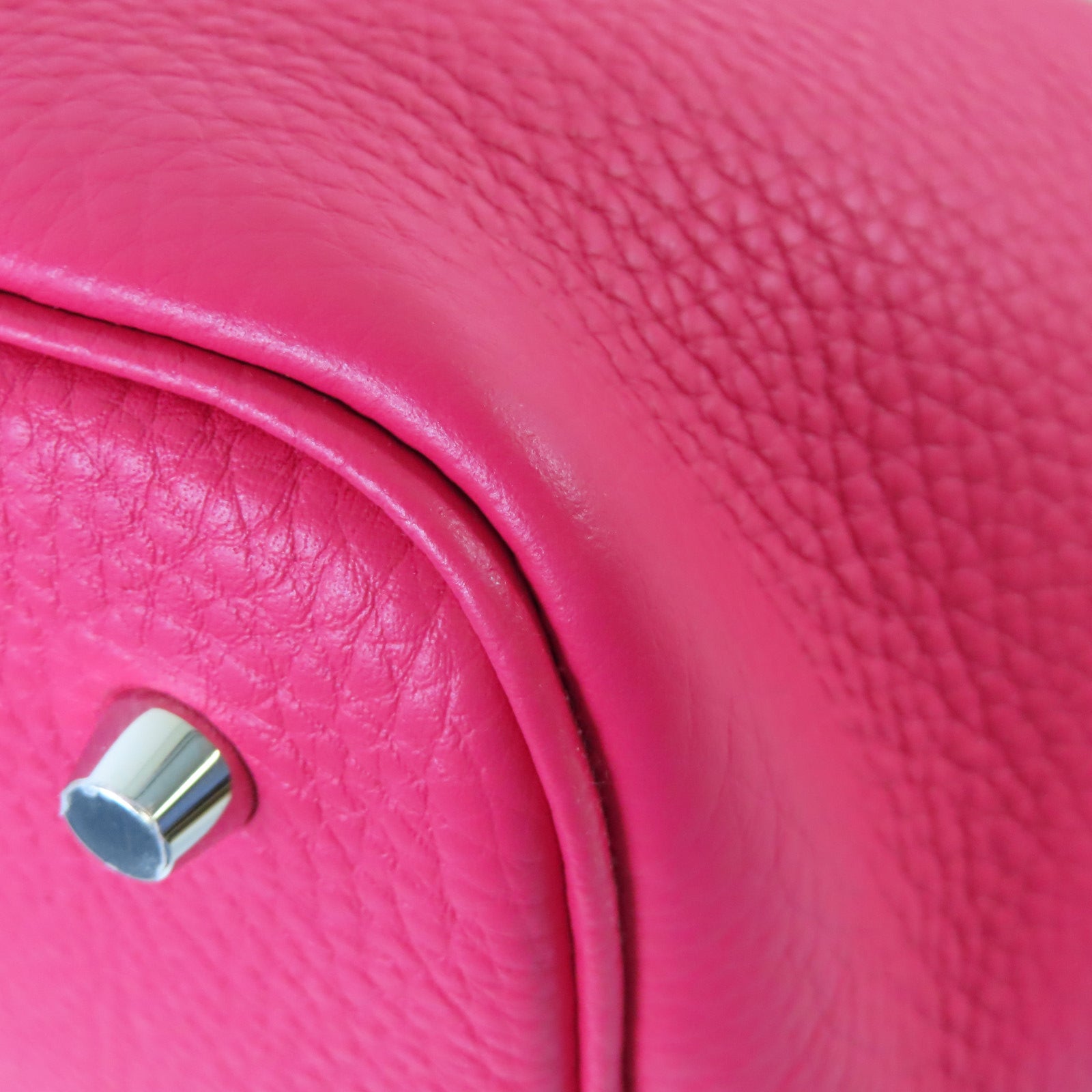 HERMES Clemence皮革Picotin MM Tote Bag銀扣手挽袋Framboise覆盆子粉紅色