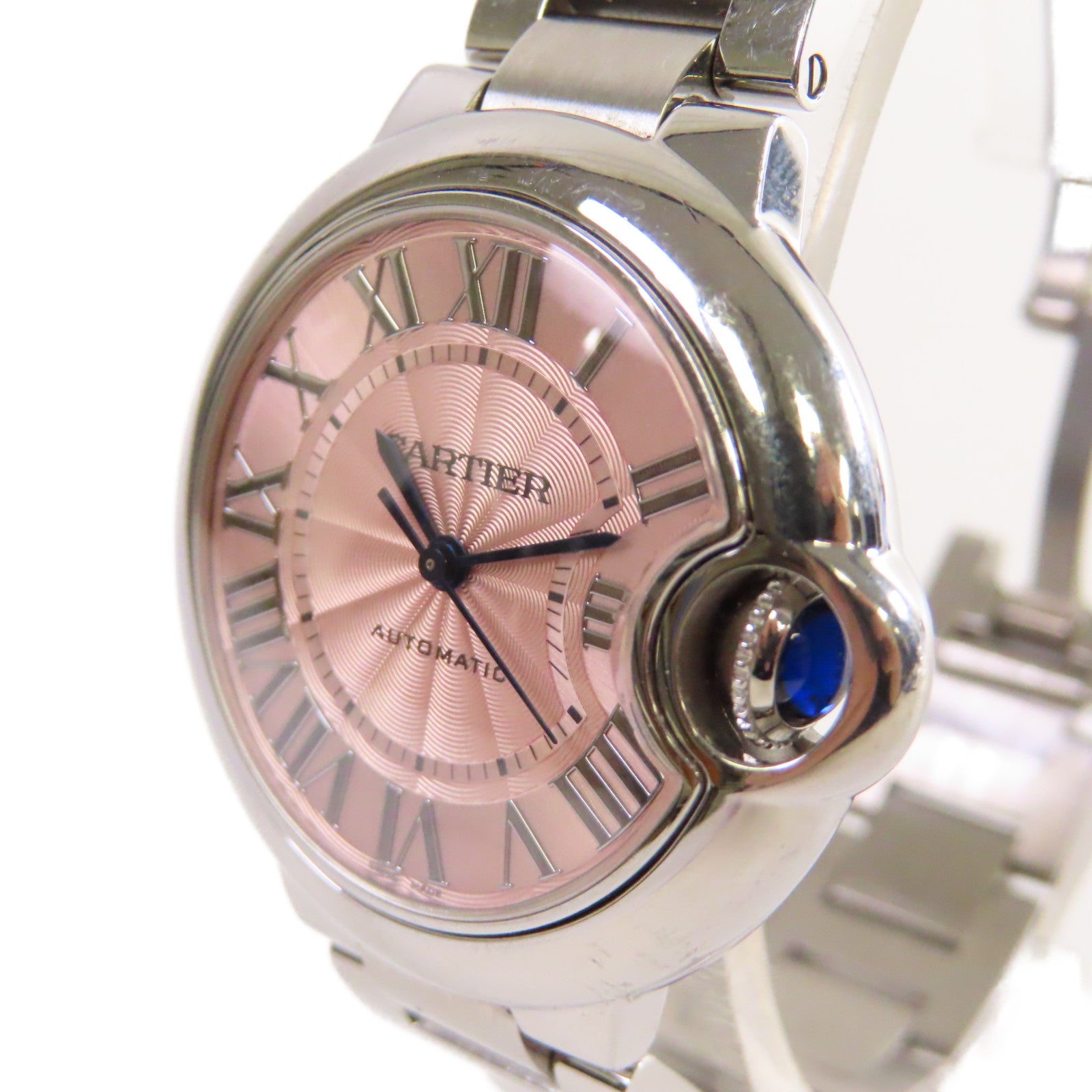 CARTIER Ballon Bleu de Cartier Watch不鏽鋼自動機芯手錶粉紅色/銀色