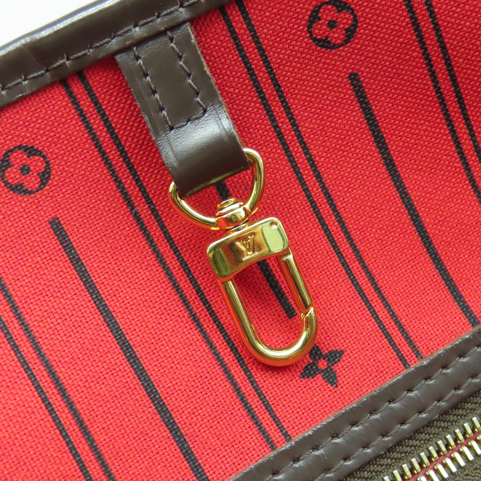LOUIS VUITTON Damier Ebene Neverfull MM金扣手挽袋啡色