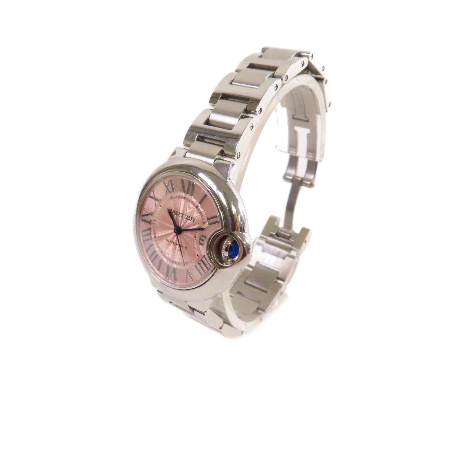 CARTIER Ballon Bleu de Cartier Watch不鏽鋼自動機芯手錶粉紅色/銀色