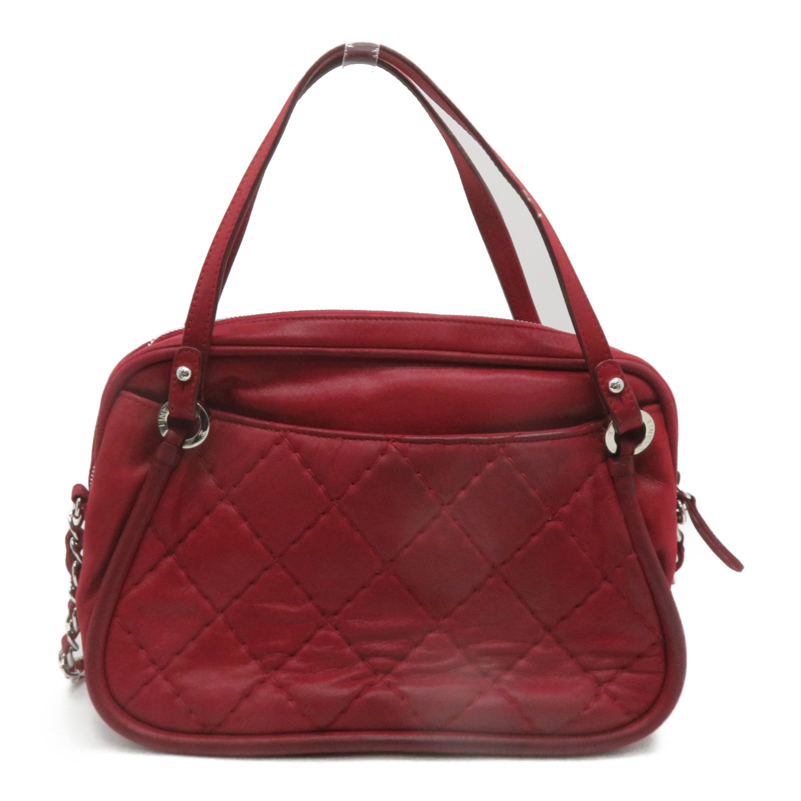 CHANEL 菱格牛皮皮革Shoulder Bag手挽肩背兩用袋紅色