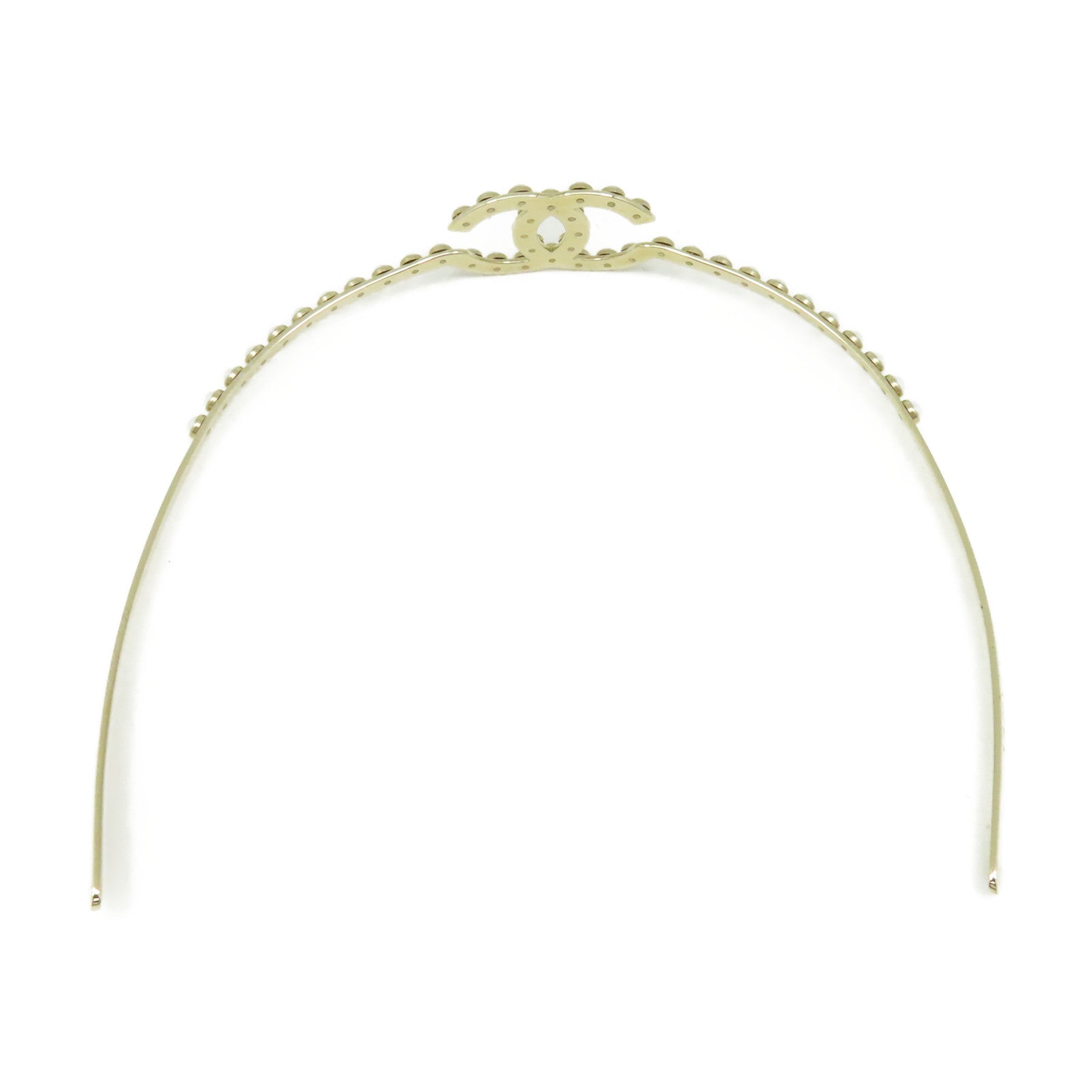 CHANEL 金屬/仿珍珠Hair Band髮箍金色/珍珠色