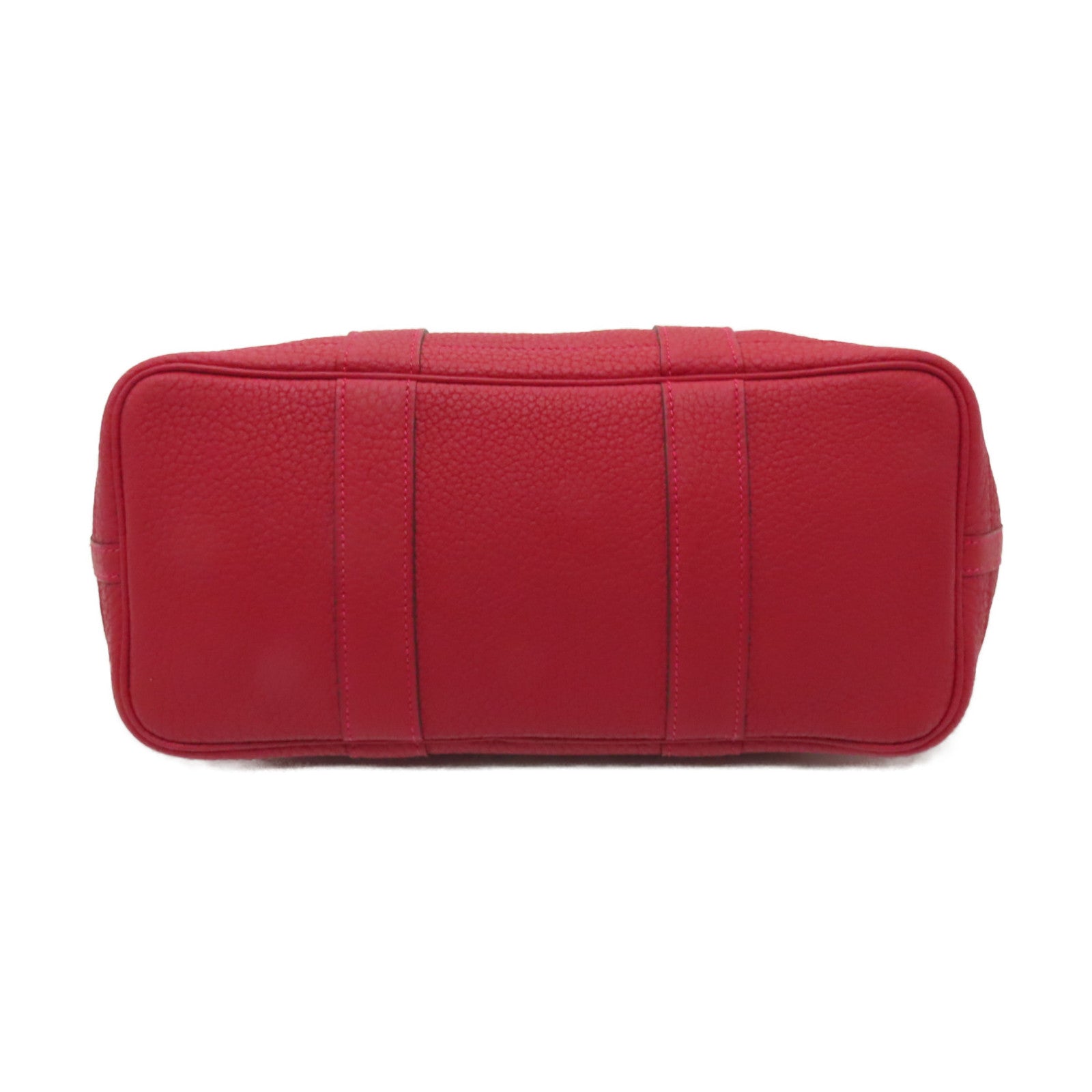 HERMES Negonda皮革Garden Party TPM銀扣手挽袋Rouge Casaque紅色