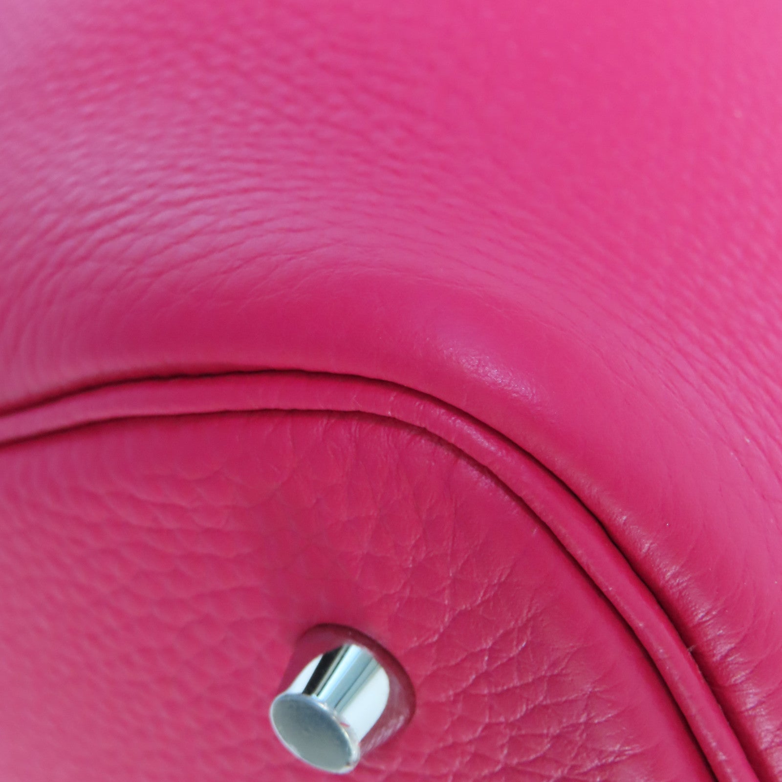 HERMES Clemence皮革Picotin MM Tote Bag銀扣手挽袋Framboise覆盆子粉紅色