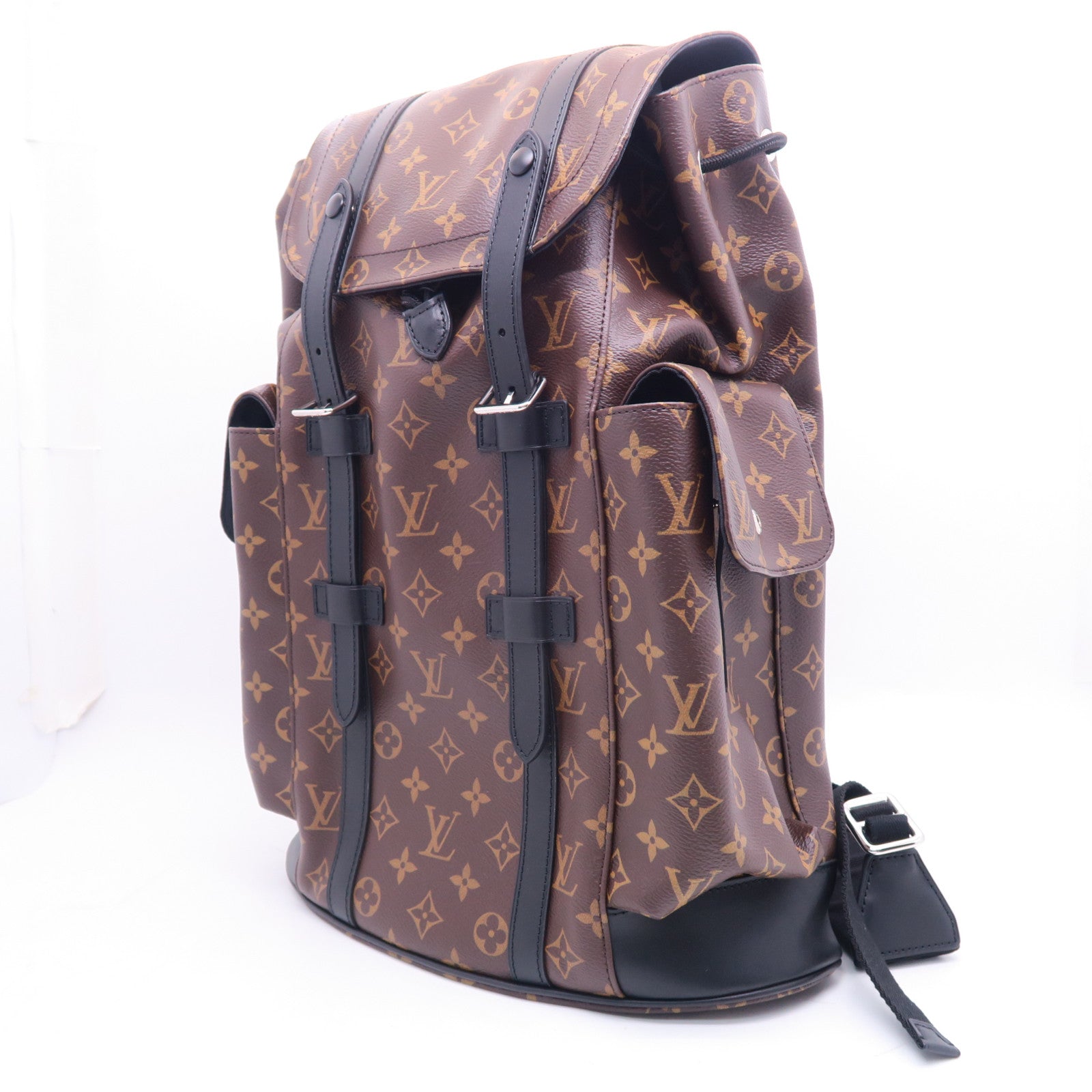 LOUIS VUITTON Monogram Christopher PM銀扣背包啡色