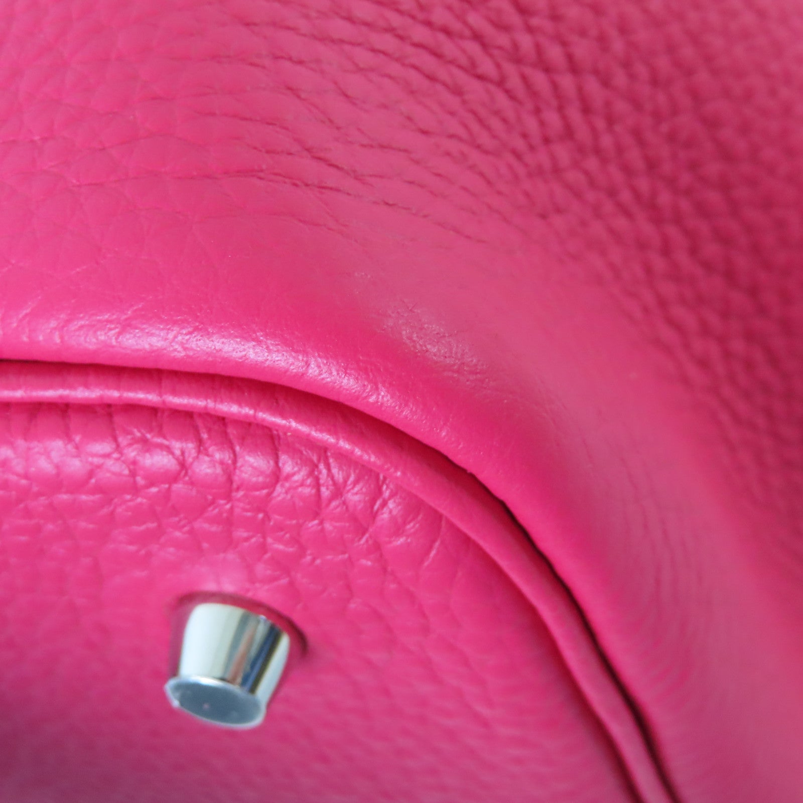 HERMES Clemence皮革Picotin MM Tote Bag銀扣手挽袋Framboise覆盆子粉紅色