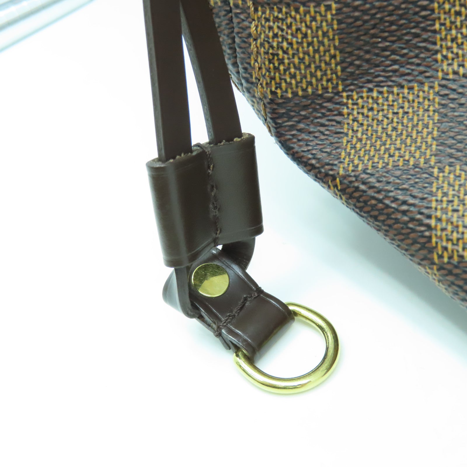 LOUIS VUITTON Damier Ebene Neverfull MM金扣手挽袋啡色