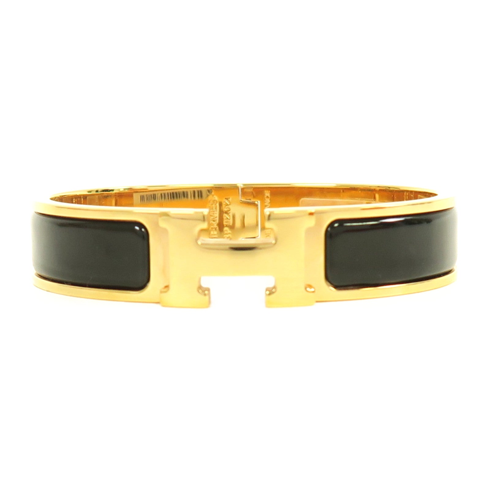 HERMES 金屬Clic H Bracelet金扣手鐲金色/黑色