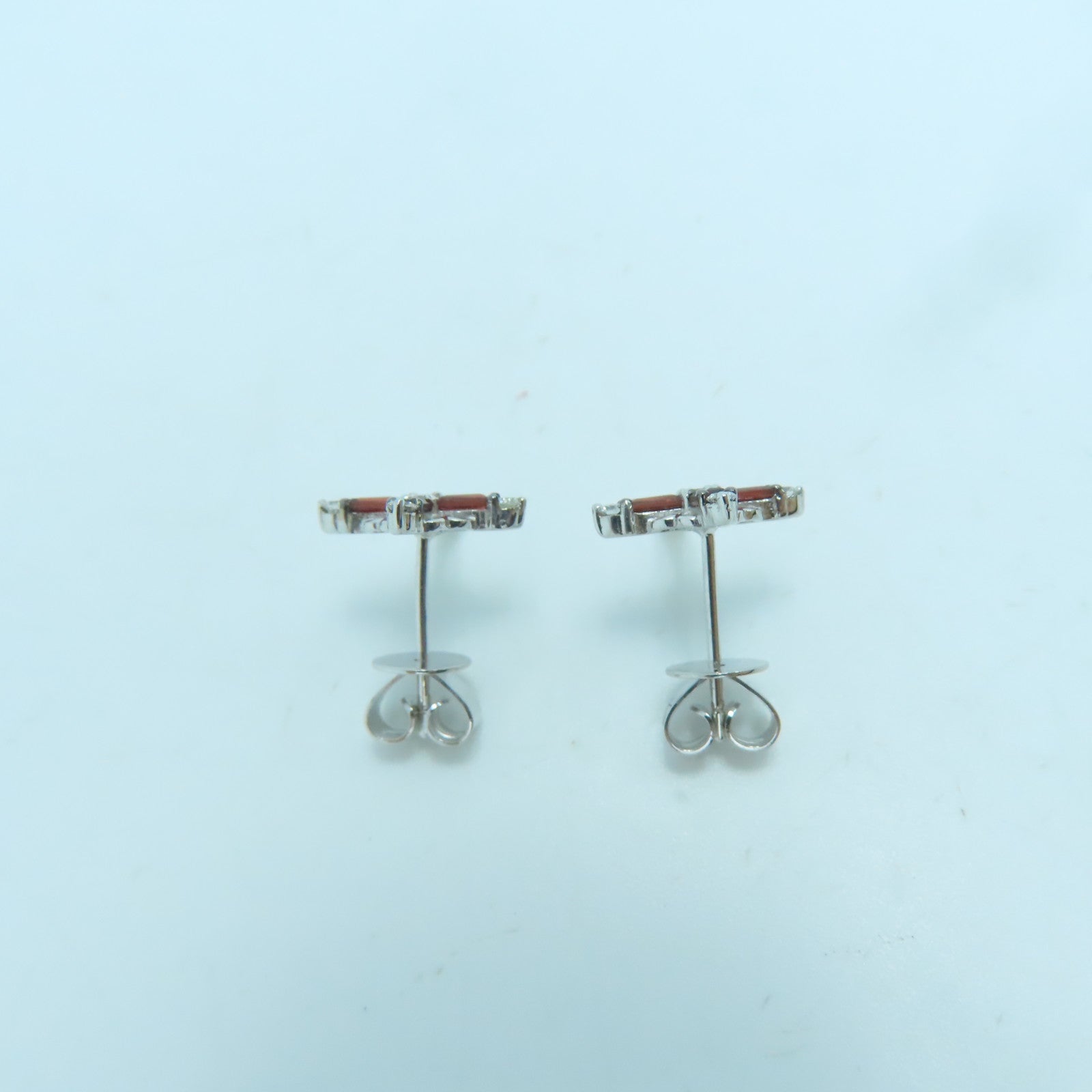 JEWELRY 18K White Gold Ganet 1.9g Earrings Silver