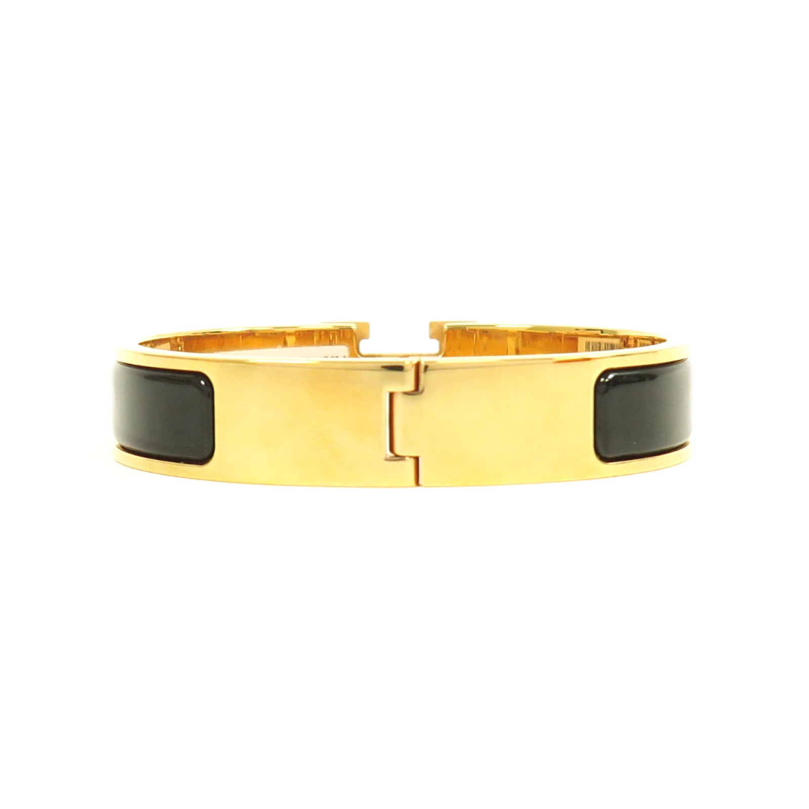 HERMES 金屬Clic H Bracelet金扣手鐲金色/黑色