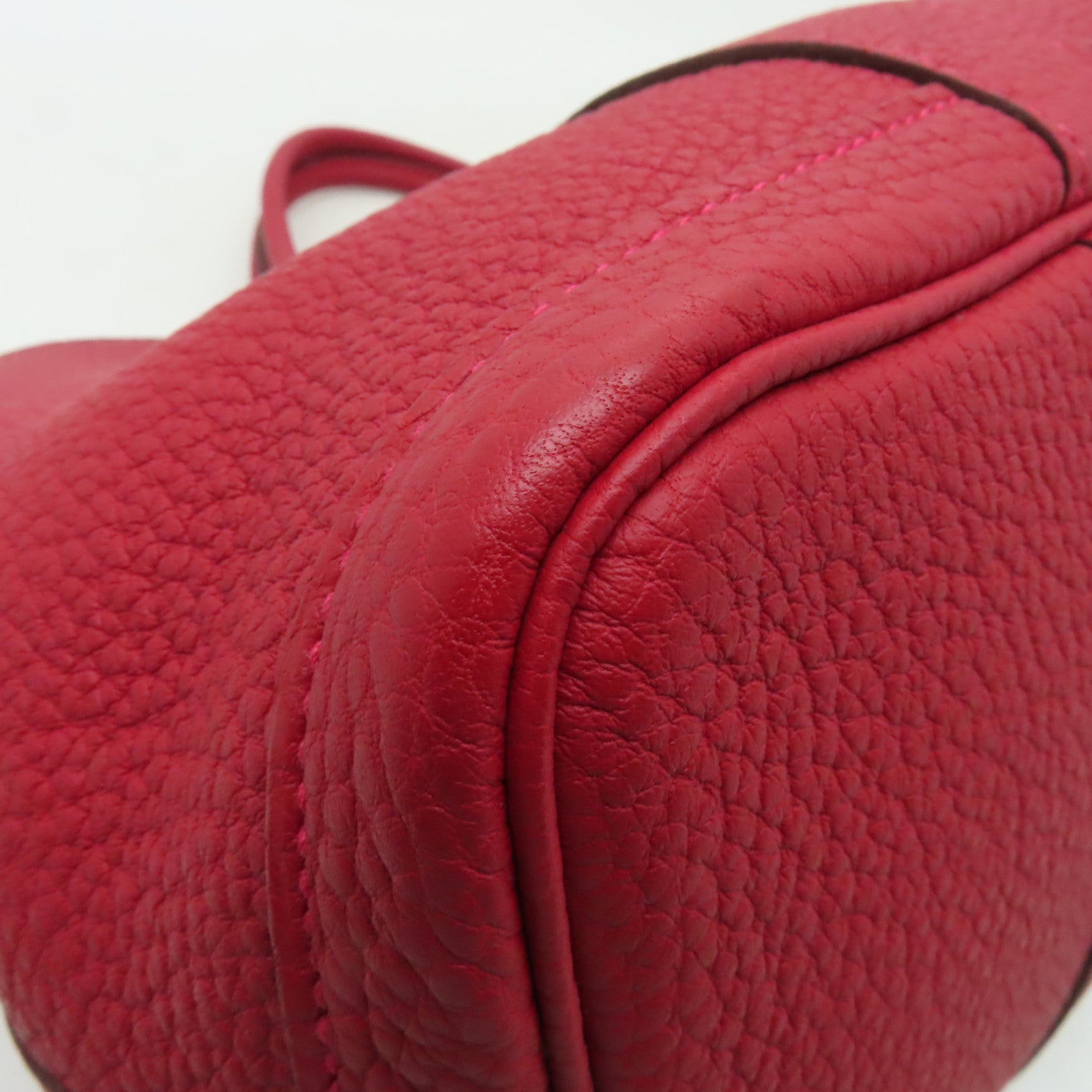 HERMES Negonda皮革Garden Party TPM銀扣手挽袋Rouge Casaque紅色