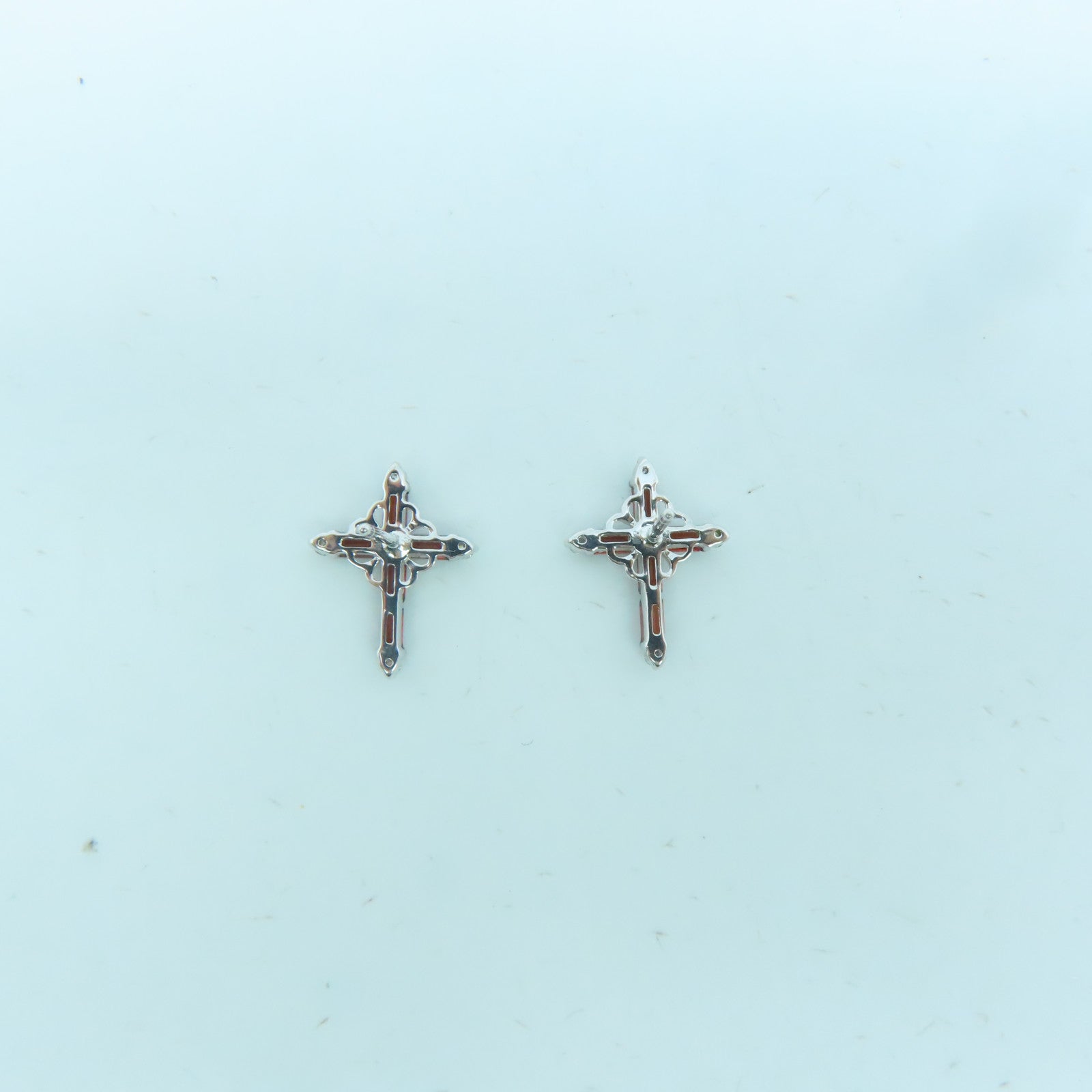 JEWELRY 18K White Gold Ganet 1.9g Earrings Silver