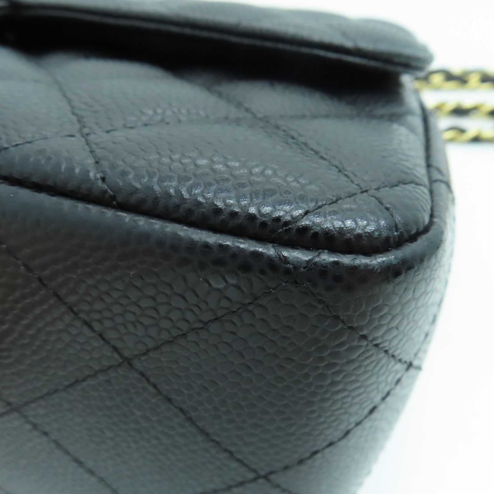CHANEL 菱格牛皮皮革Jumbo Shoulder Bag金扣鏈帶肩背袋黑色