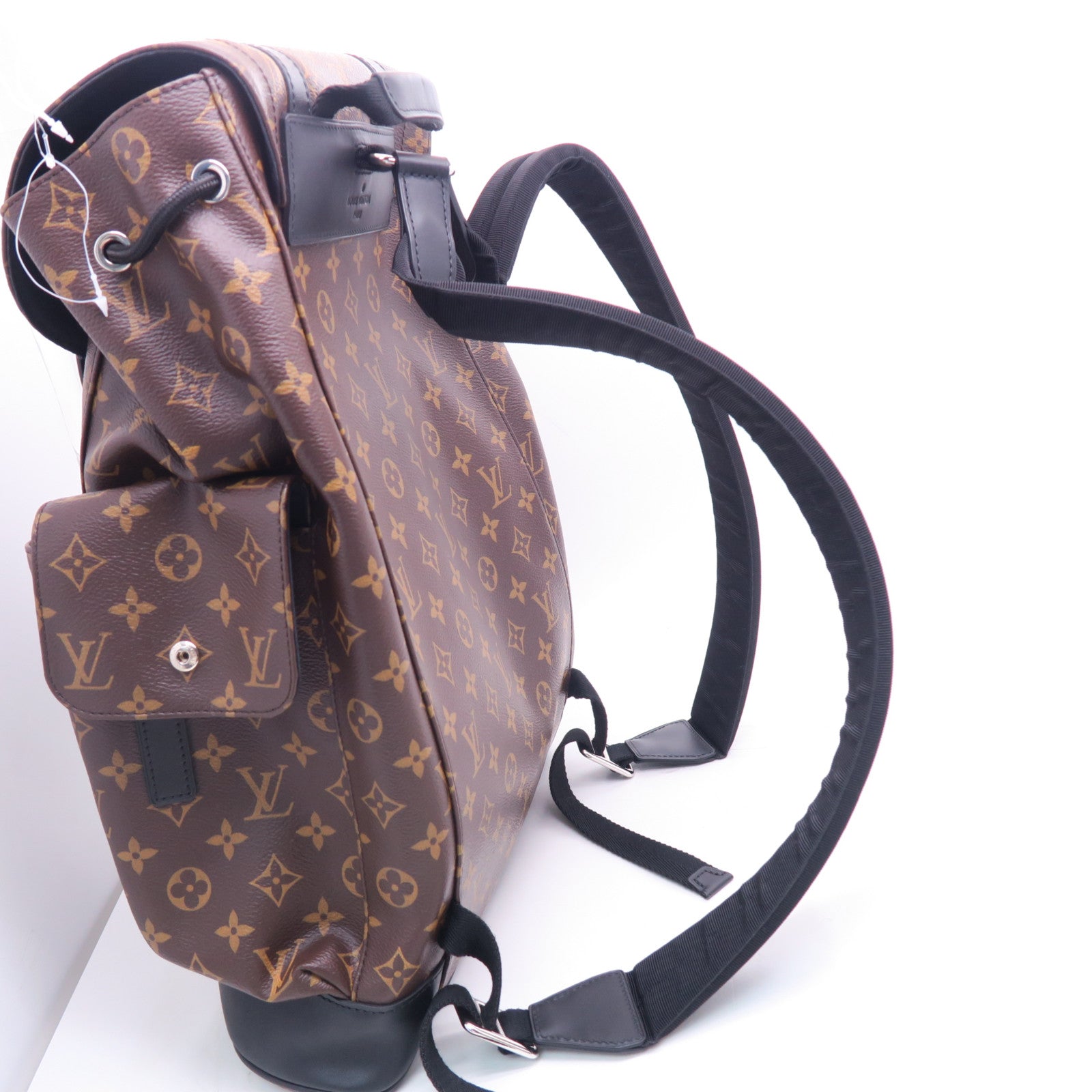 LOUIS VUITTON Monogram Christopher PM銀扣背包啡色