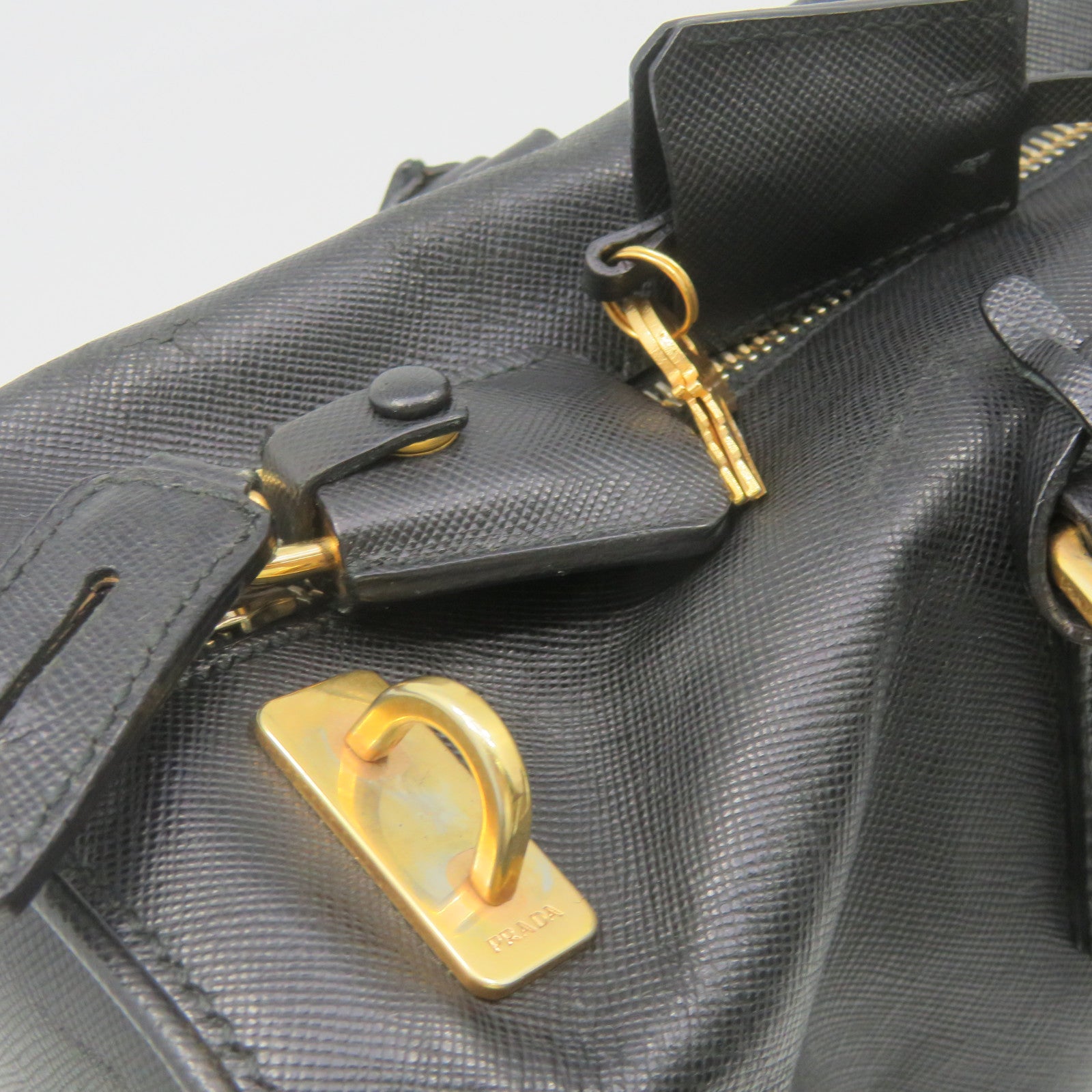 PRADA Saffiano Leather Shoulder Bag Black