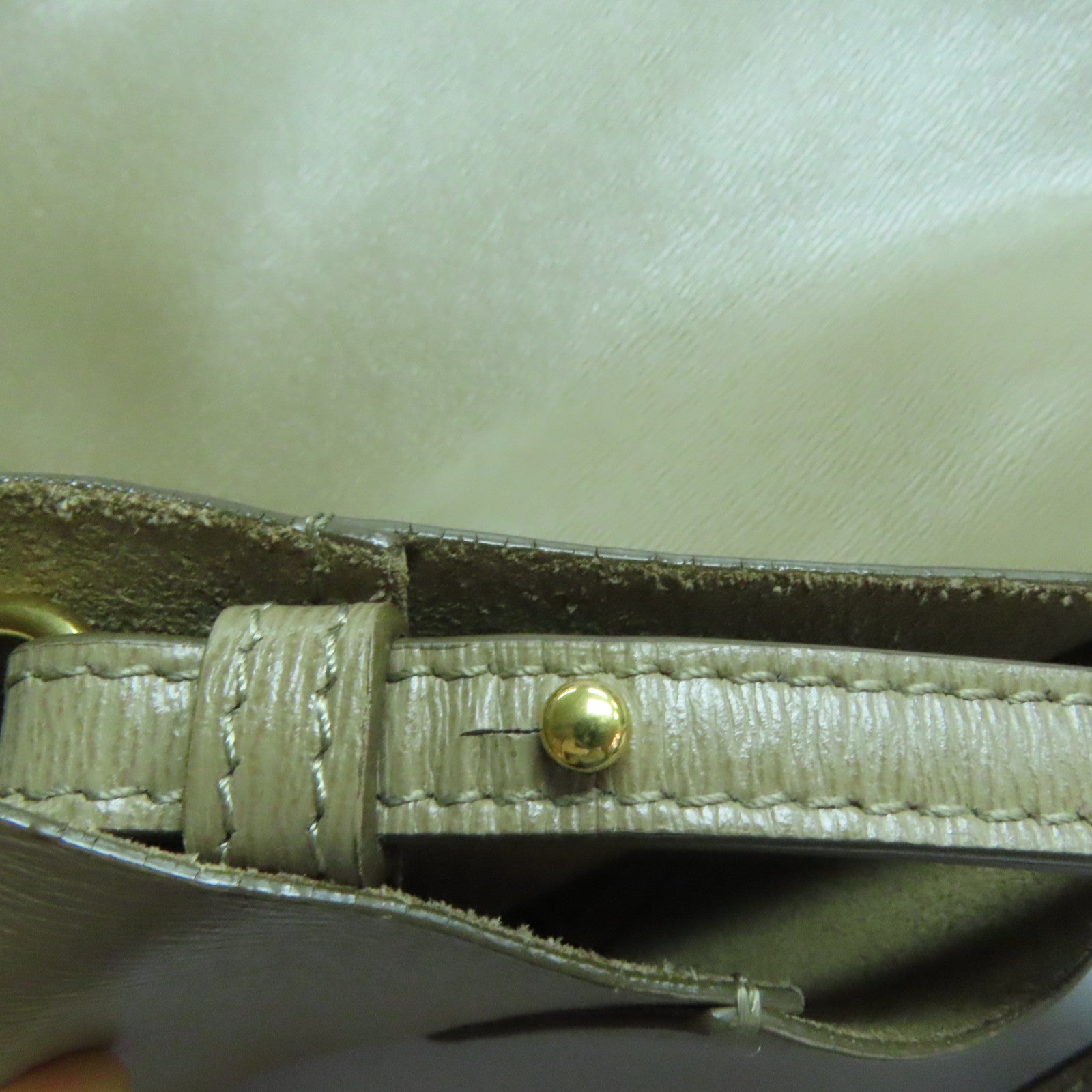 CELINE Cowhide Leather Cabas Gold Buckle Handle Shoulder Bag Beige