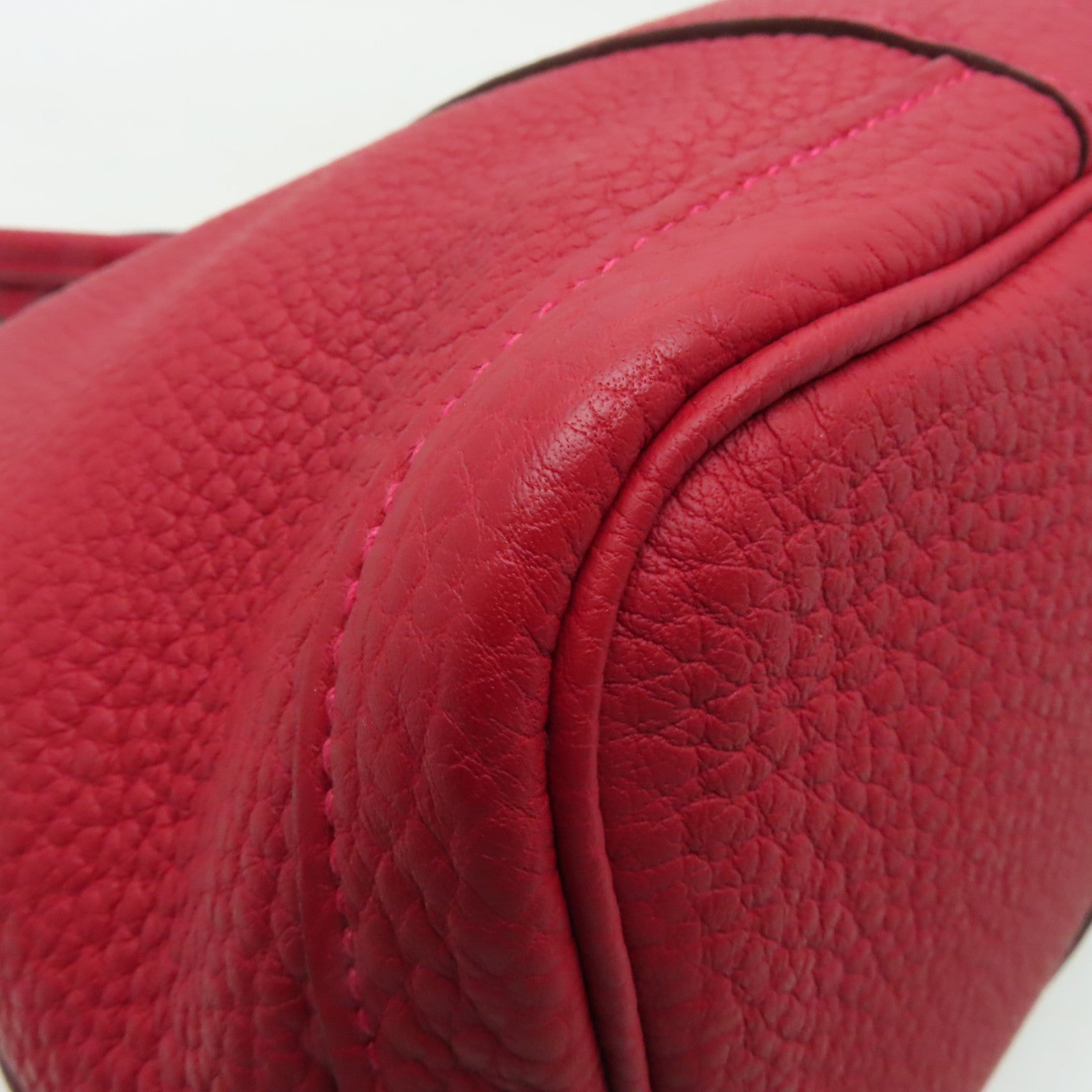 HERMES Negonda皮革Garden Party TPM銀扣手挽袋Rouge Casaque紅色