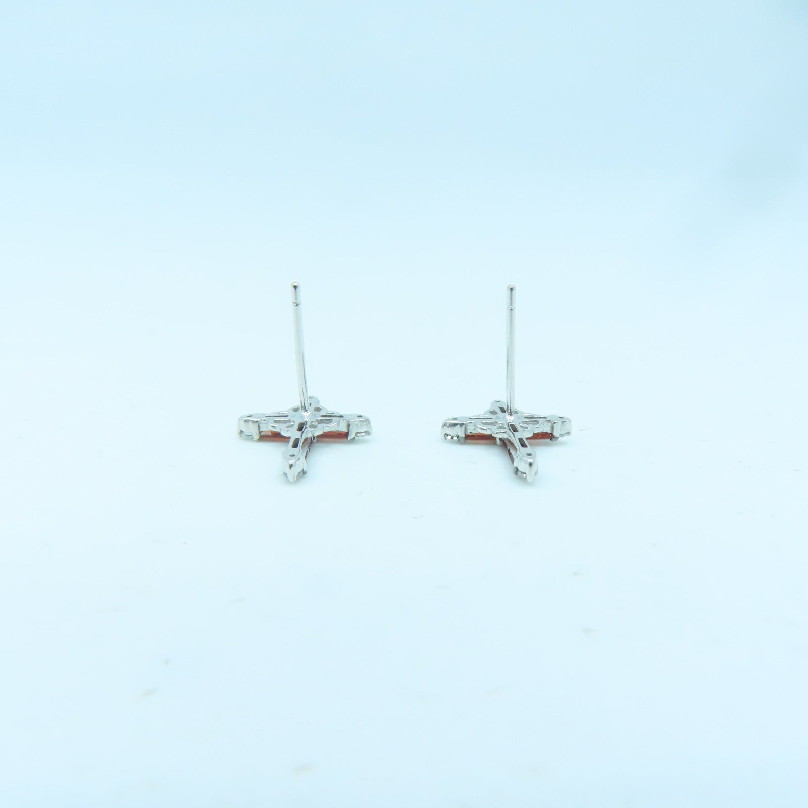 JEWELRY 18K White Gold Ganet 1.9g Earrings Silver