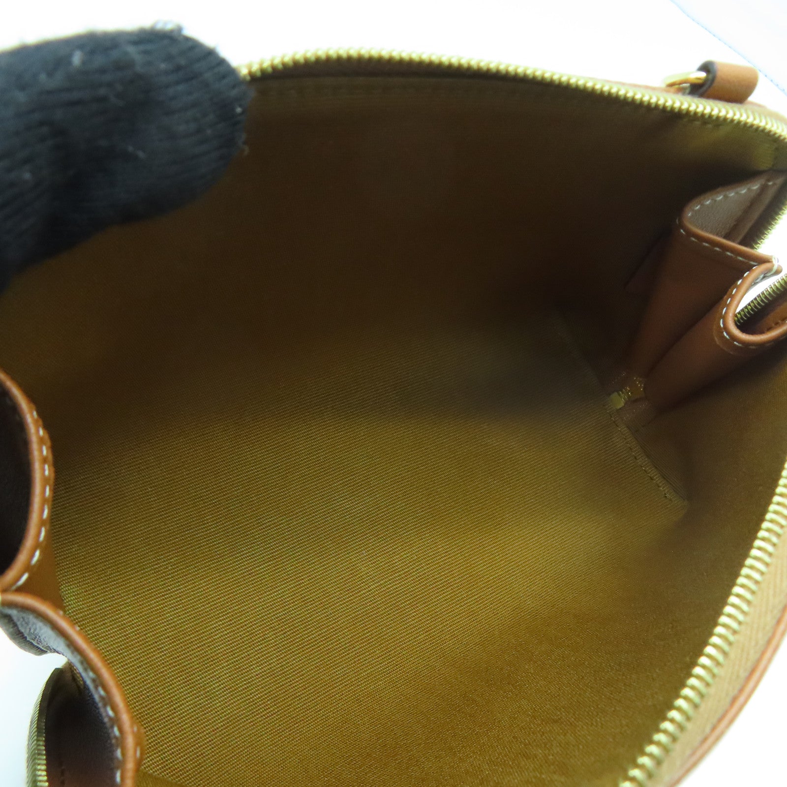 CELINE Coated Canvas Triomphe Gold Buckle Shoulder Bag White