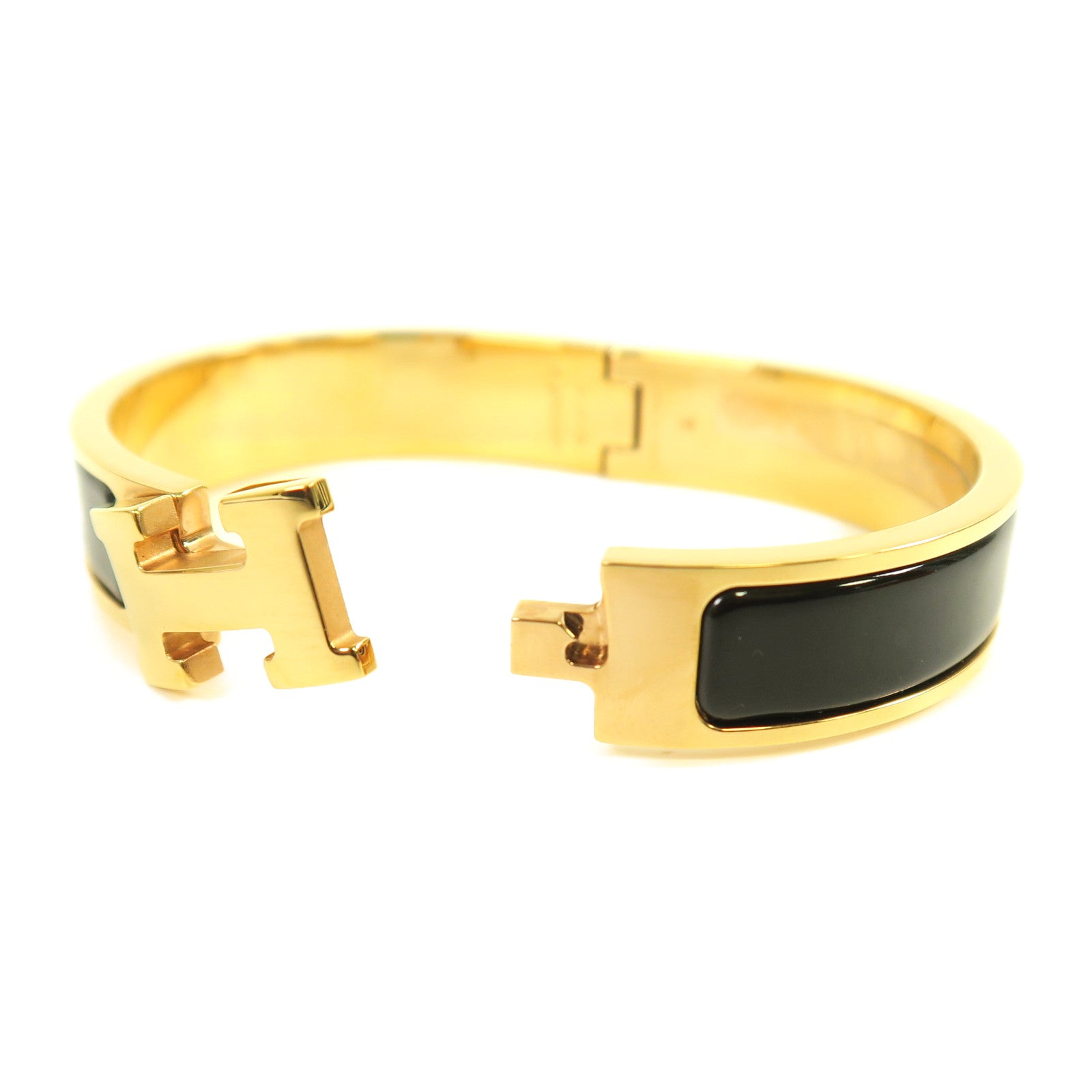 HERMES 金屬Clic H Bracelet金扣手鐲金色/黑色