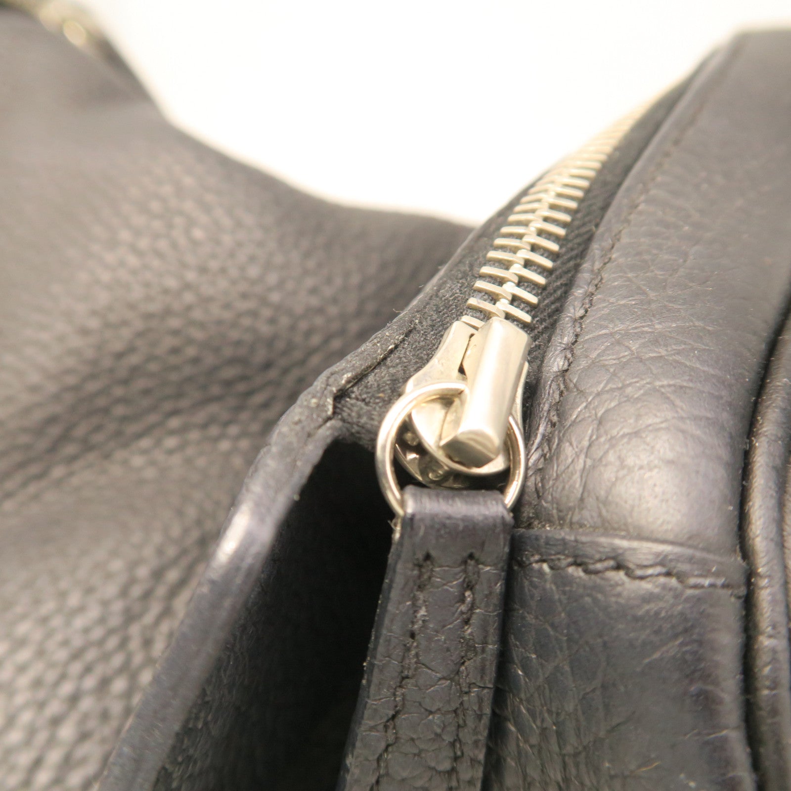 HERMES Taurillon Clemence Leather Lindy 34 Silver Buckle Handle Shoulder Backpack Black