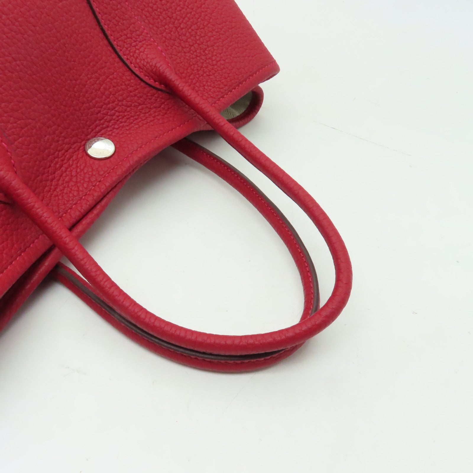 HERMES Negonda皮革Garden Party TPM銀扣手挽袋Rouge Casaque紅色