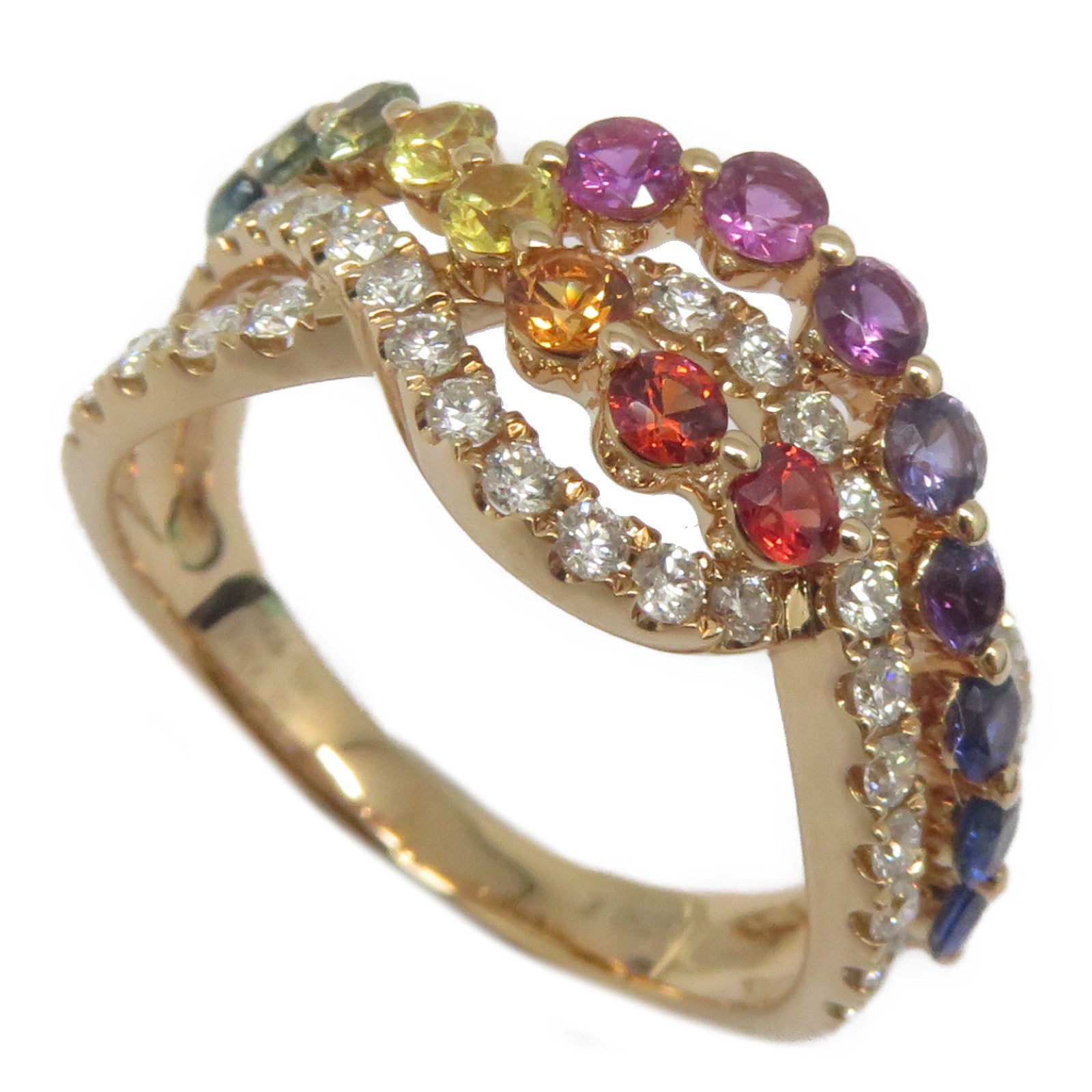 JEWELRY 【激減優惠】18K玫瑰金Multi Sapphire Diamond Ring 0.93ct彩色藍寶石/0.4ct鑽石戒指US#6