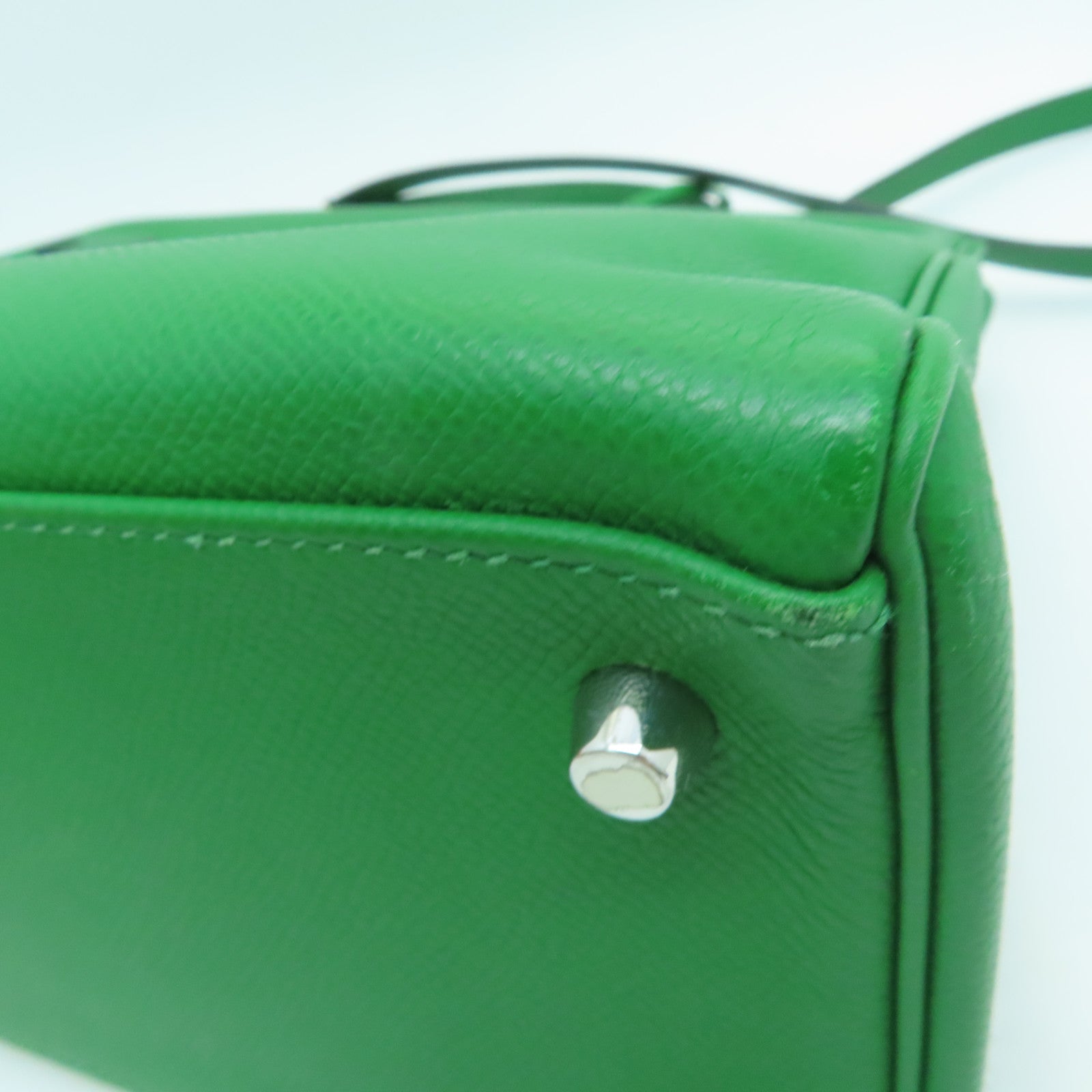 HERMES 【激减优惠】Epsom皮革Kelly 32银扣手挽肩背两用袋Bengale/绿色