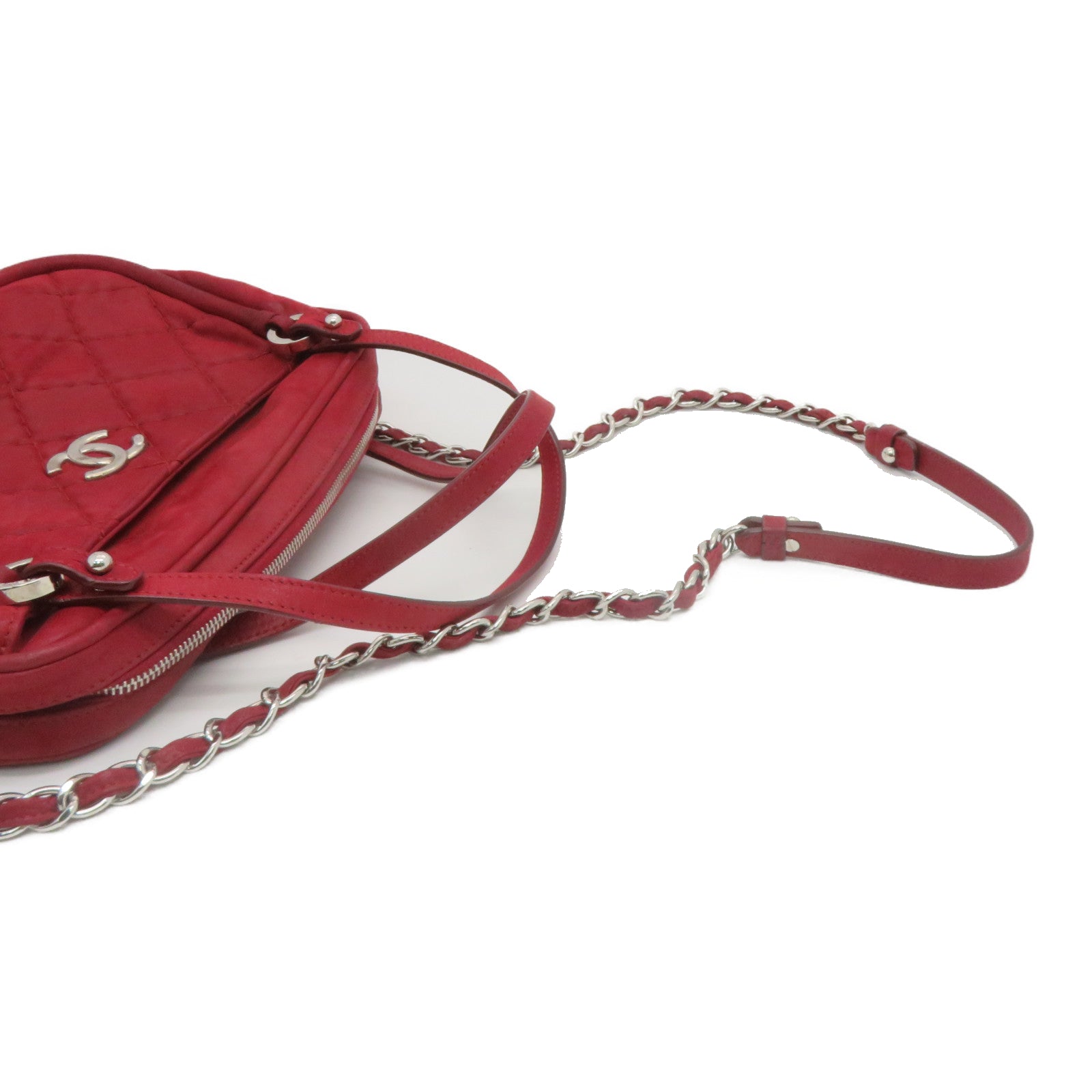 CHANEL 菱格牛皮皮革Shoulder Bag手挽肩背兩用袋紅色