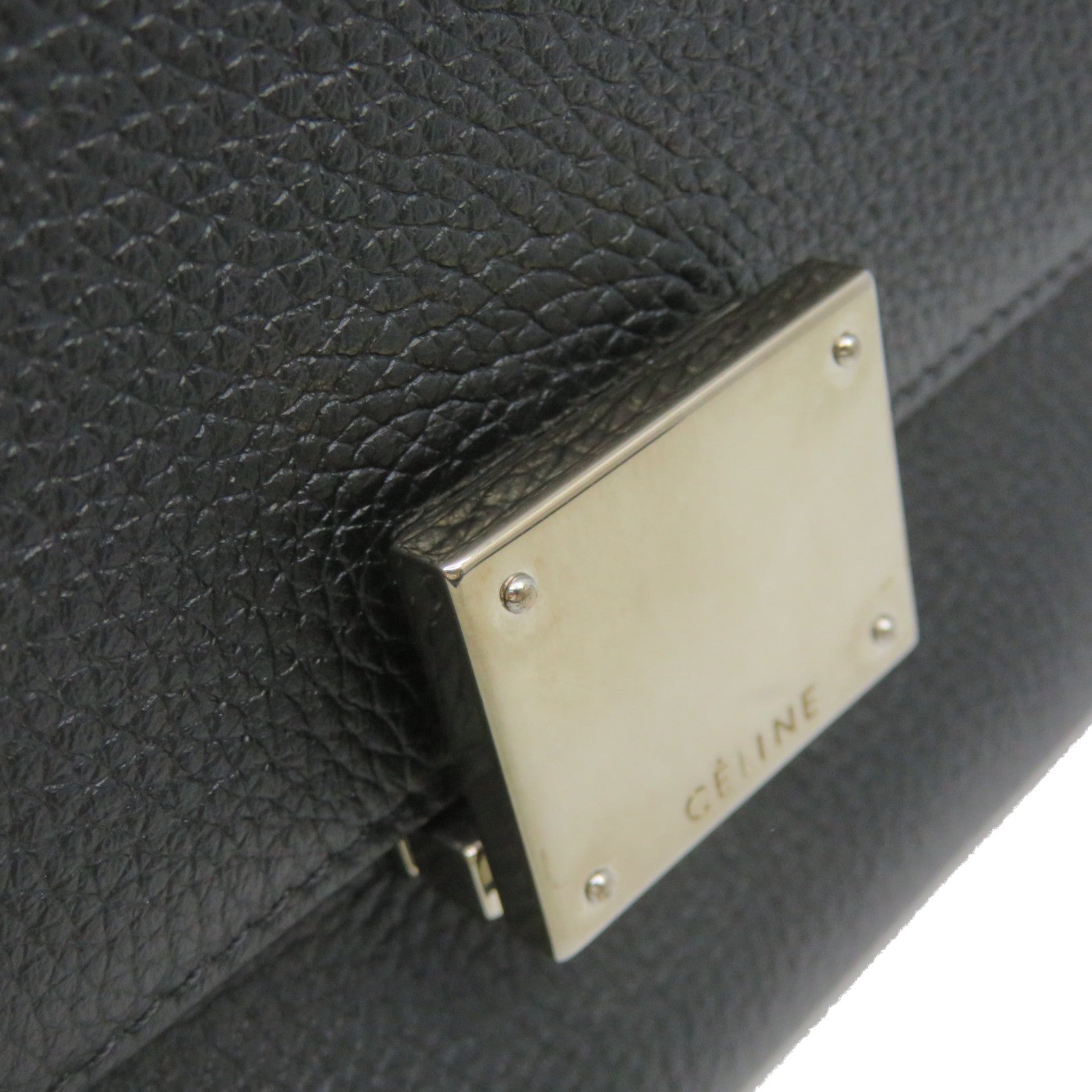 CELINE 牛皮皮革金扣Trapeze Small 2Way Hand Bag手挽肩背两用袋黑色