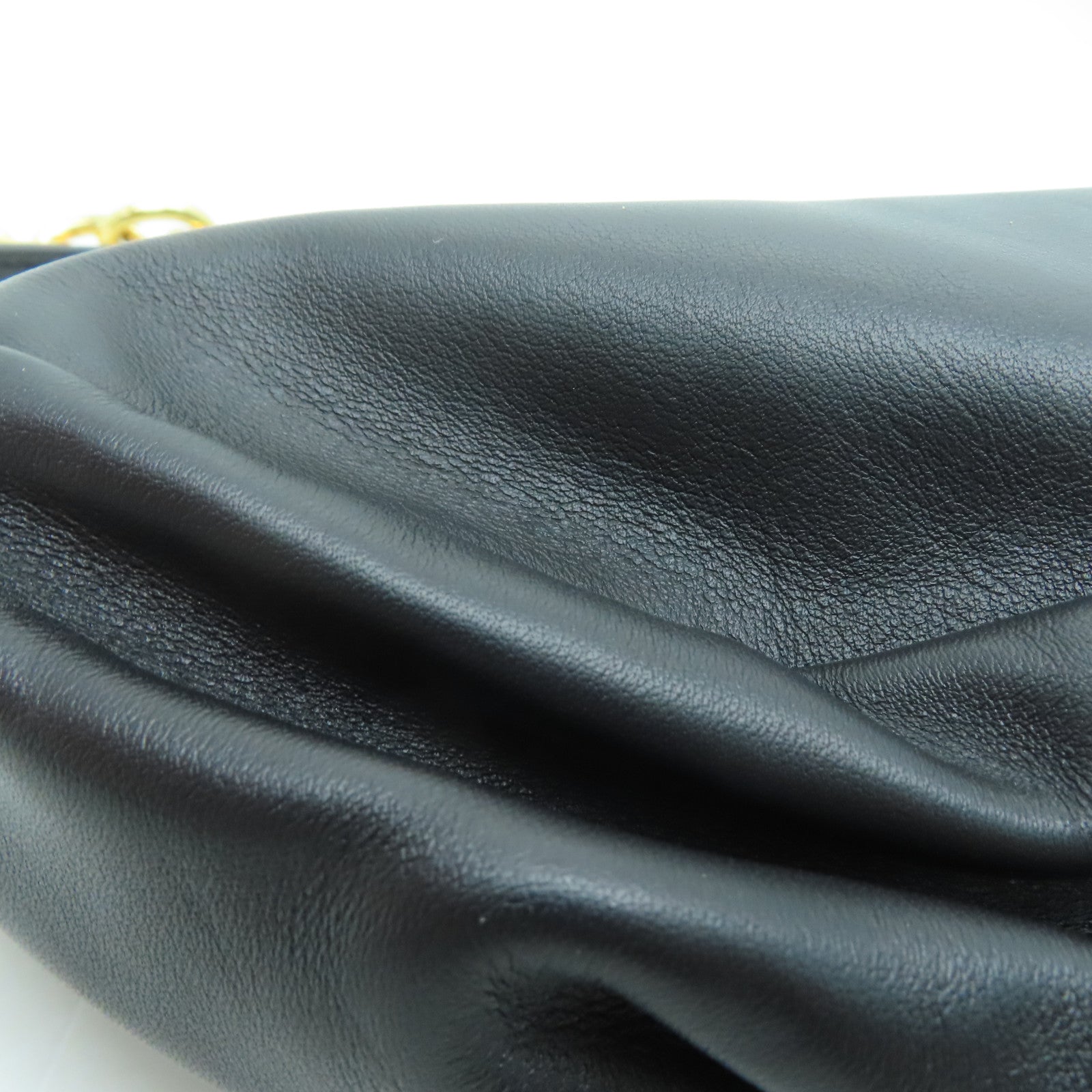BOTTEGA VENETA 羊皮皮革Belt Chain Shoulder金扣链带肩背袋黑色