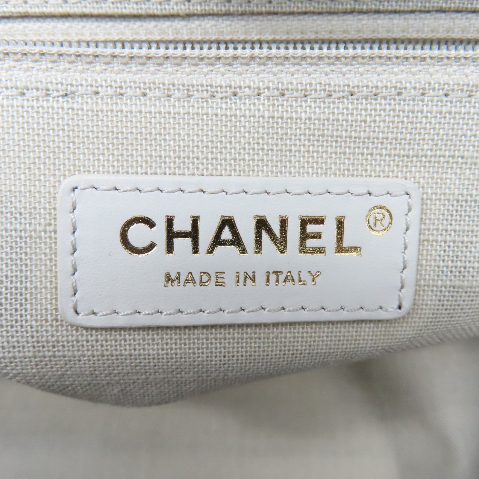 CHANEL 帆布Deauville銀扣手挽肩背兩用袋藍色