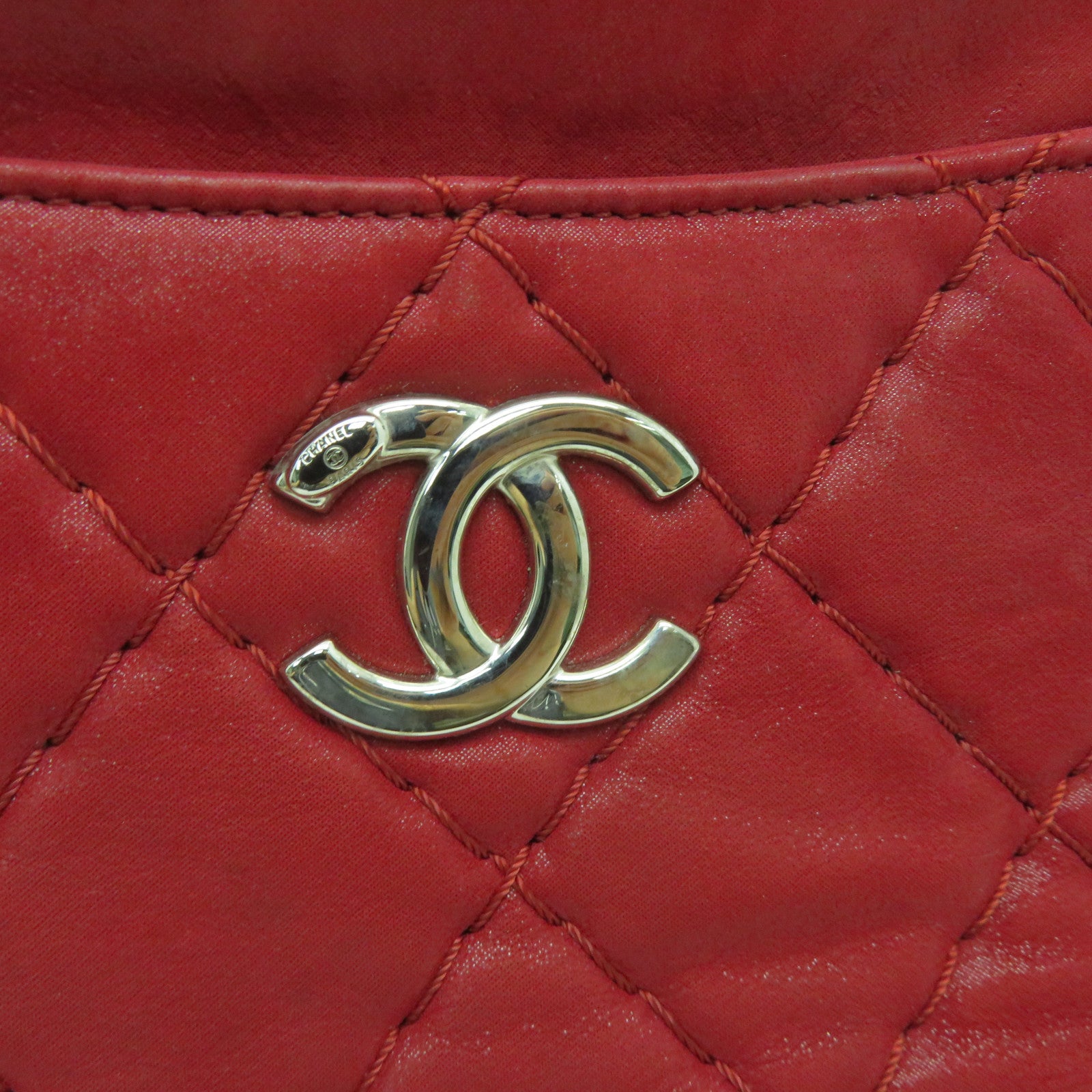 CHANEL 菱格牛皮皮革Shoulder Bag手挽肩背兩用袋紅色