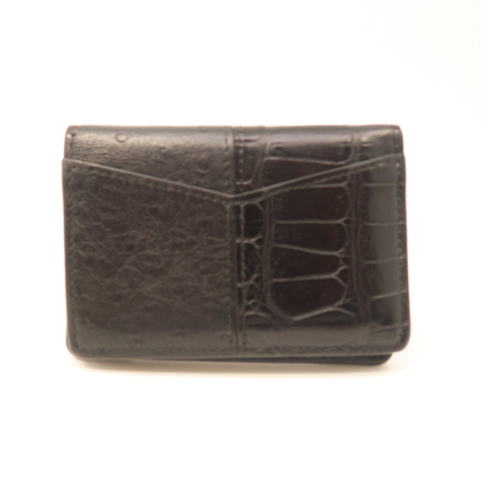 LOUIS VUITTON Monogram Eclipse Crocodile/Ostrich Leather Card Case Black