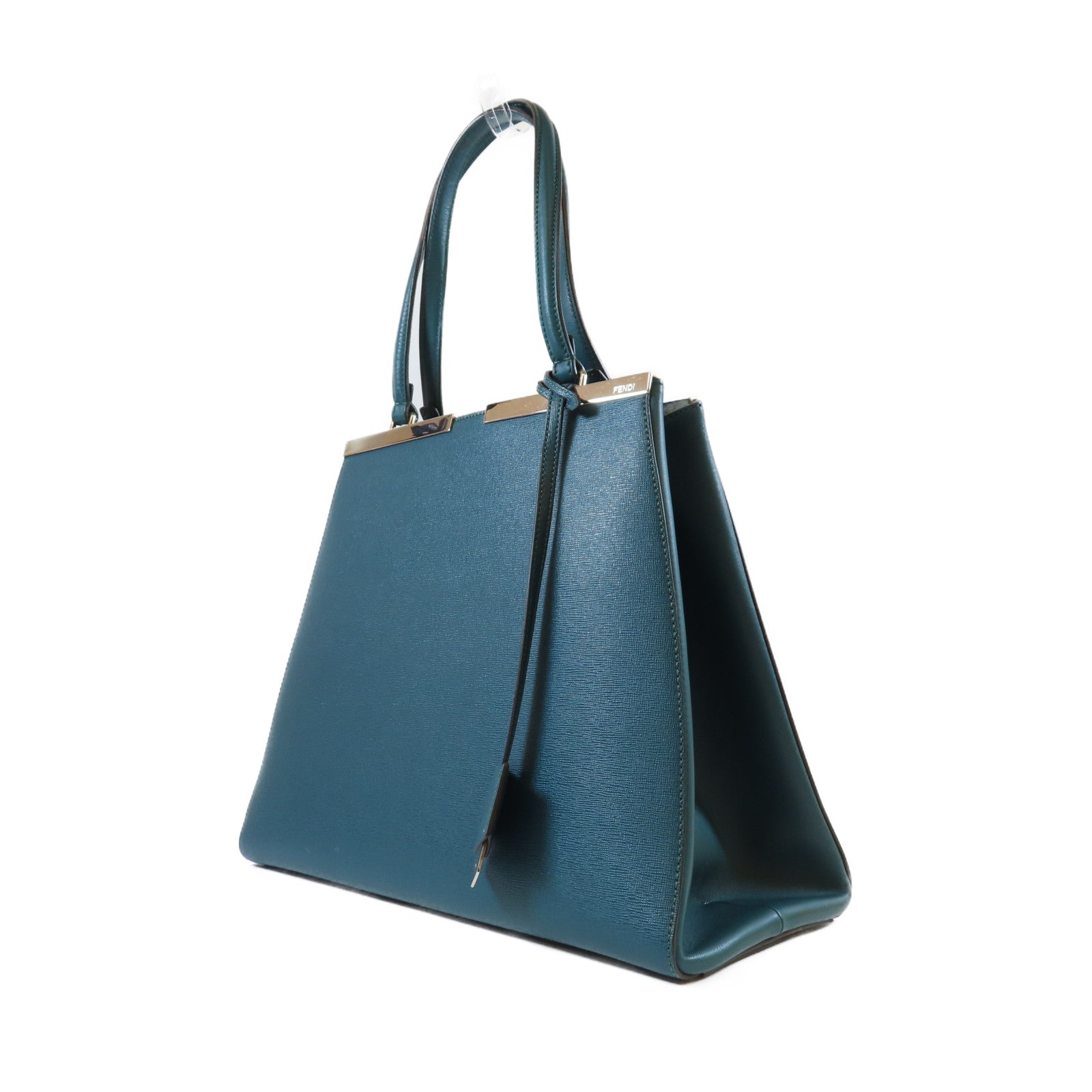 FENDI 牛皮皮革Tote bag銀扣肩背袋綠色