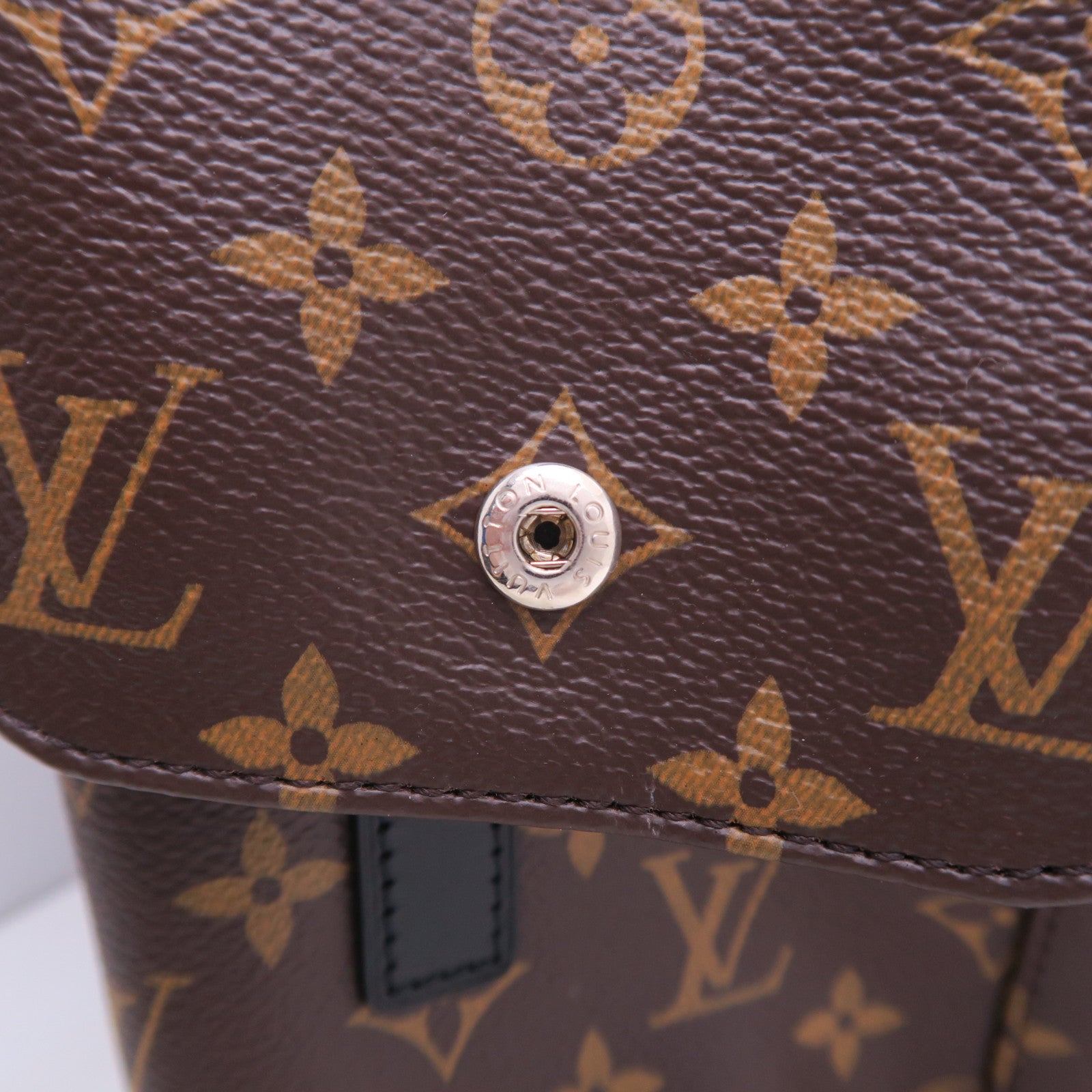 LOUIS VUITTON Monogram Christopher PM銀扣背包啡色