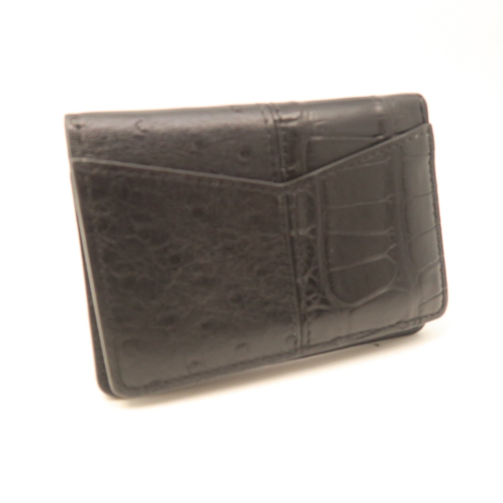 LOUIS VUITTON Monogram Eclipse Crocodile/Ostrich Leather Card Case Black
