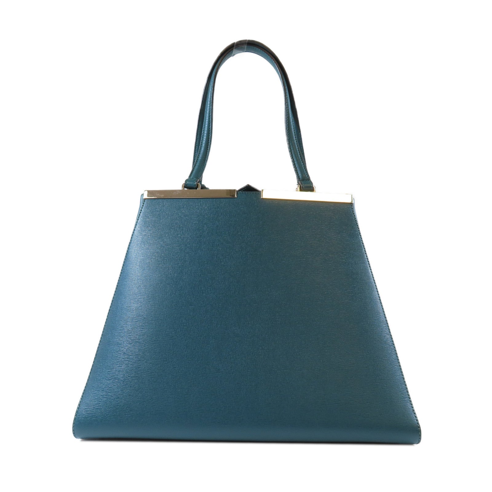 FENDI 牛皮皮革Tote bag銀扣肩背袋綠色