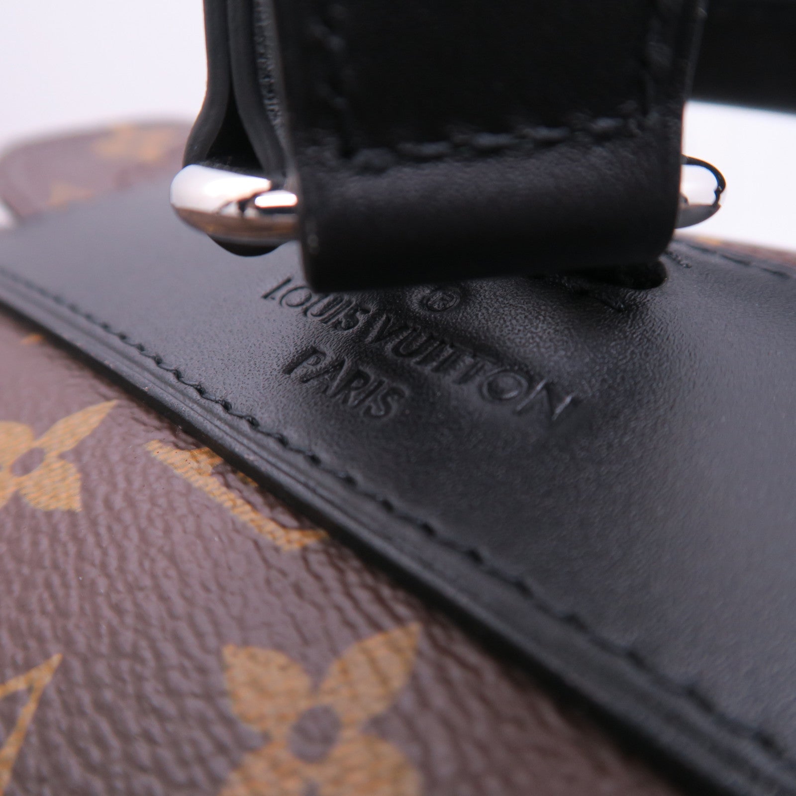 LOUIS VUITTON Monogram Christopher PM銀扣背包啡色